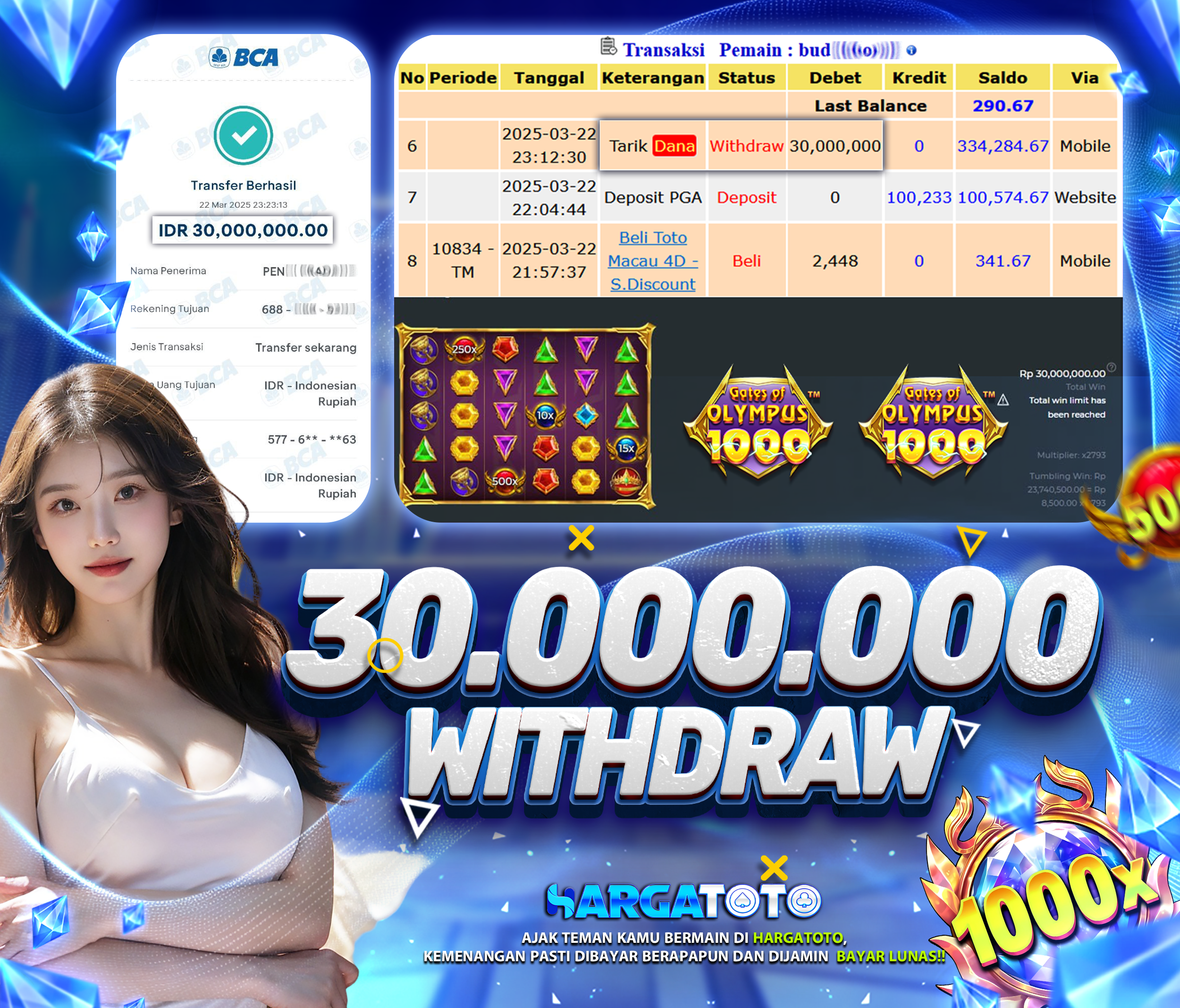 Bukti Pembayaran HARGATOTO Sebesar 30 Juta Rupiah