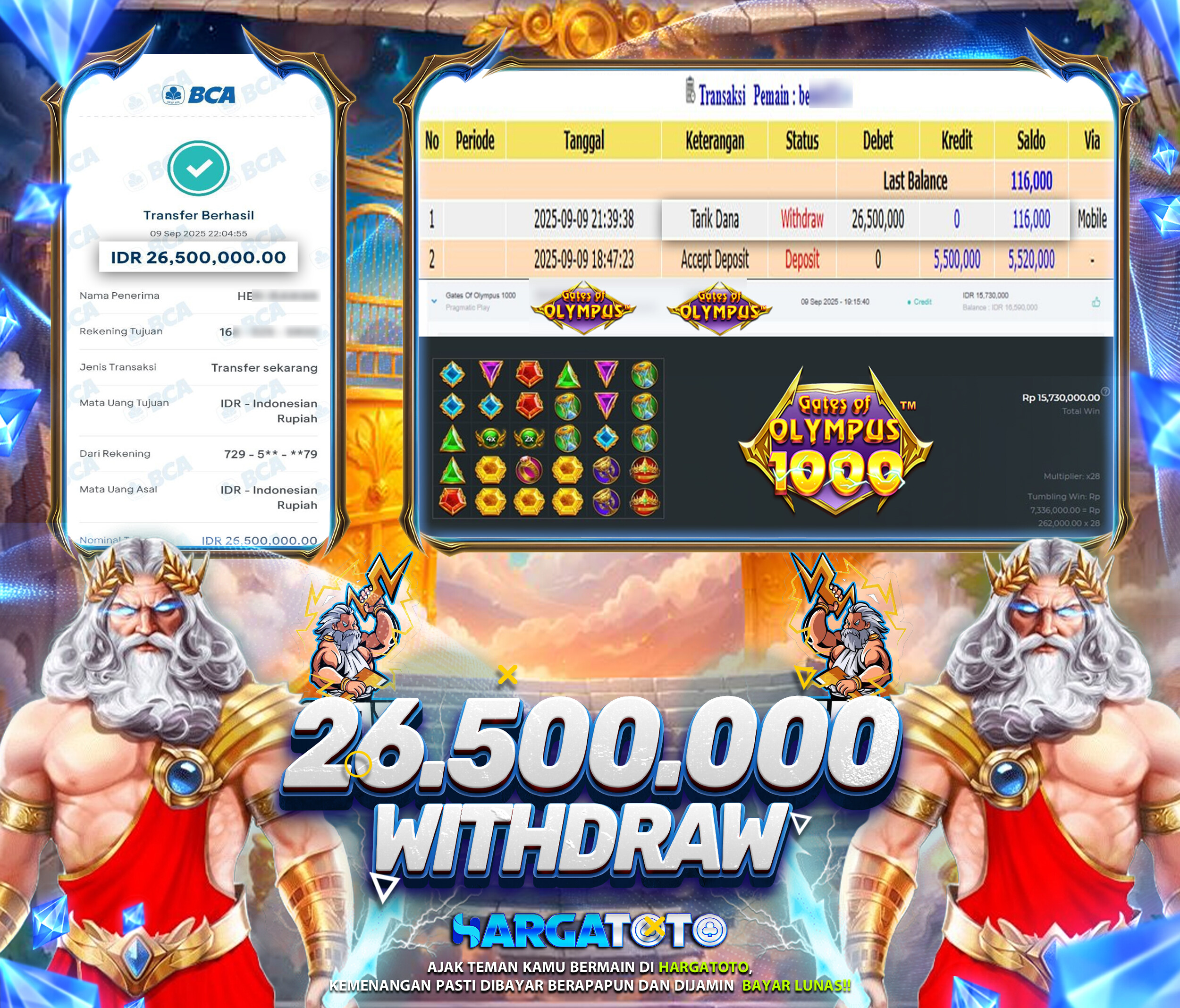 Bukti Pembayaran HARGATOTO Sebesar 26 Juta Rupiah