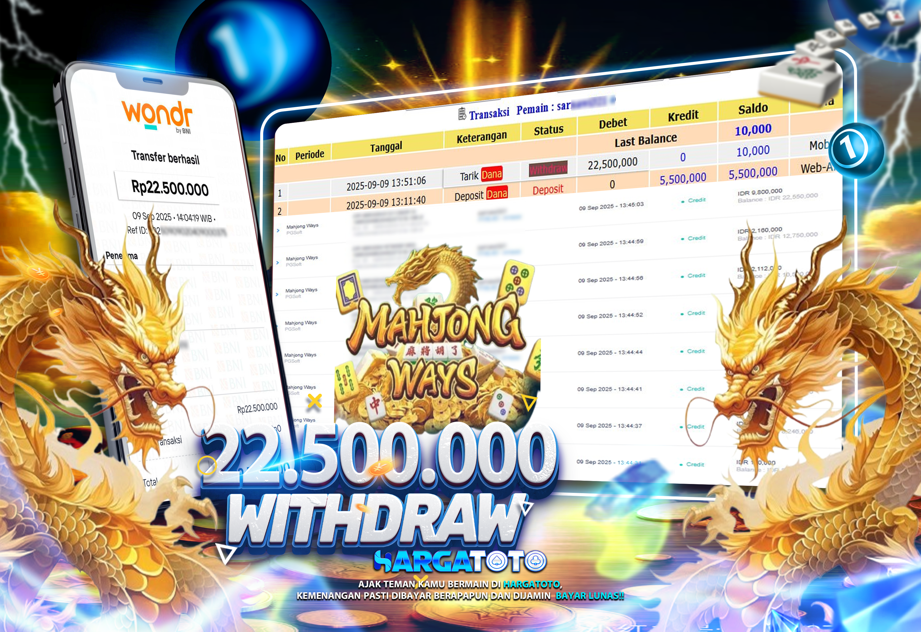 Bukti Pembayaran HARGATOTO Sebesar 22.5 Juta Rupiah