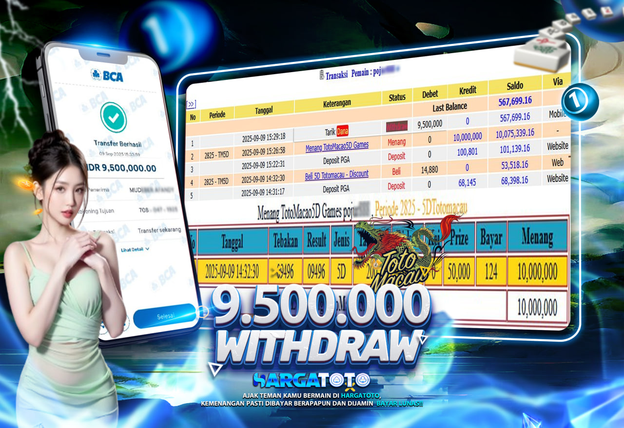 Bukti Pembayaran HARGATOTO Sebesar 9.5 Juta Rupiah