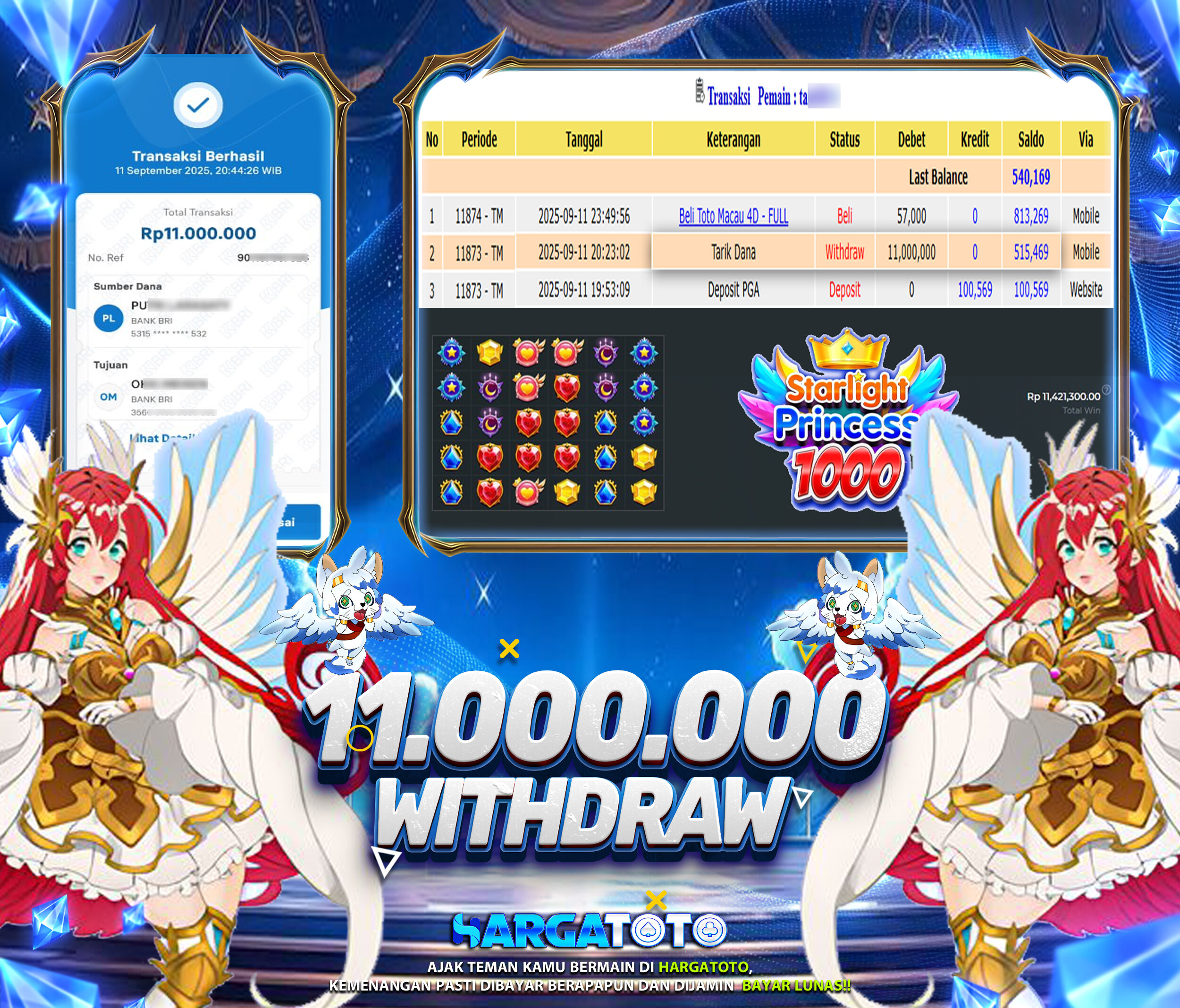 Bukti Pembayaran HARGATOTO Sebesar 11 Juta Rupiah