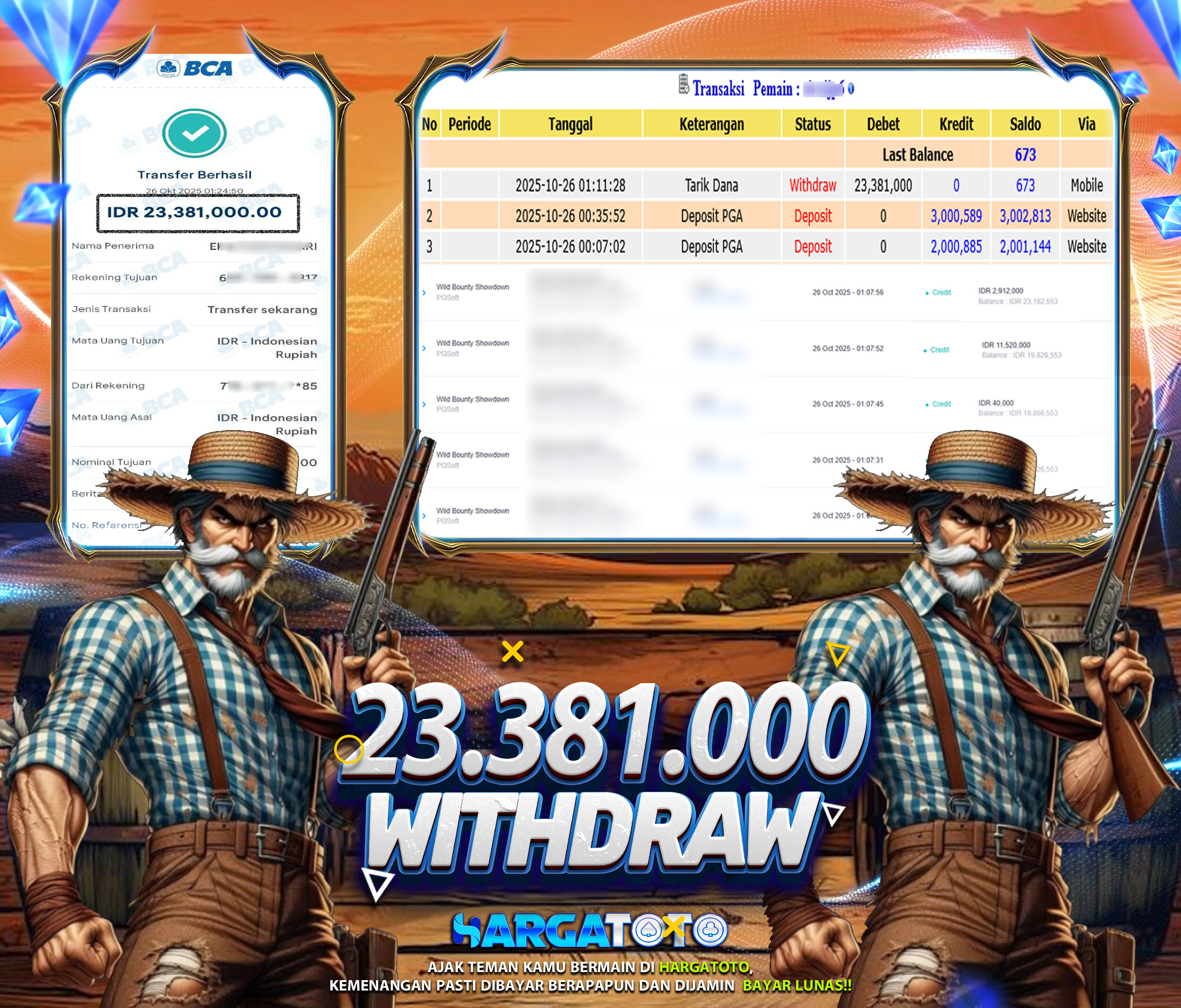 Bukti Pembayaran HARGATOTO Sebesar 23 Juta Rupiah