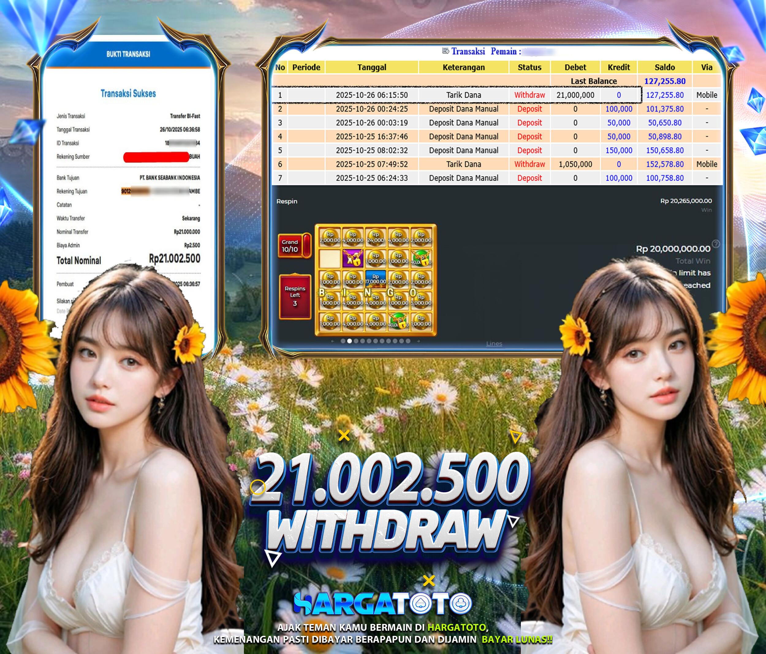 Bukti Pembayaran HARGATOTO Sebesar 21 Juta Rupiah