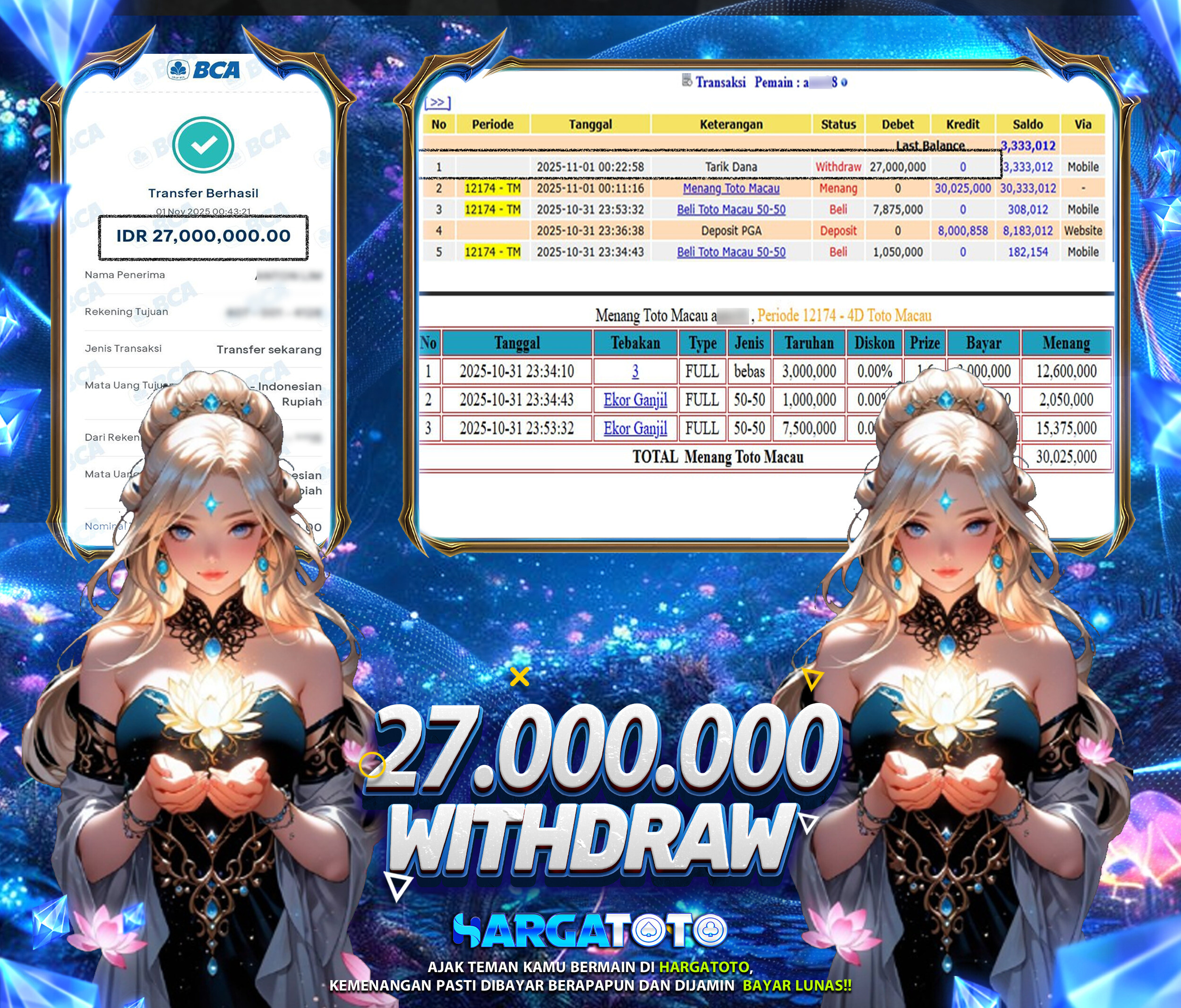 Bukti Pembayaran HARGATOTO Sebesar 27Juta Rupiah