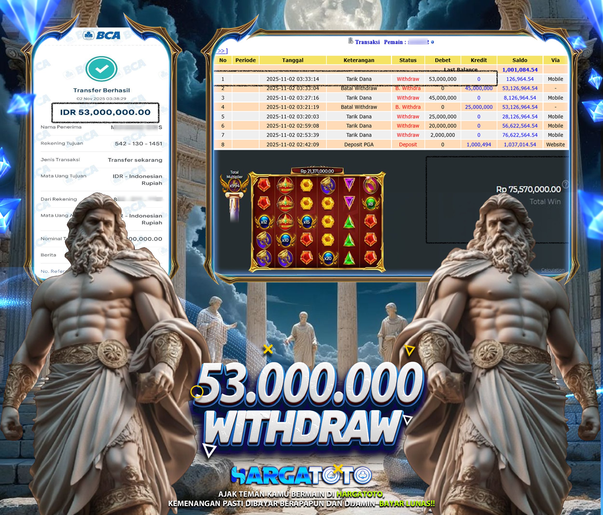 Bukti Pembayaran HARGATOTO Sebesar 53 Juta Rupiah