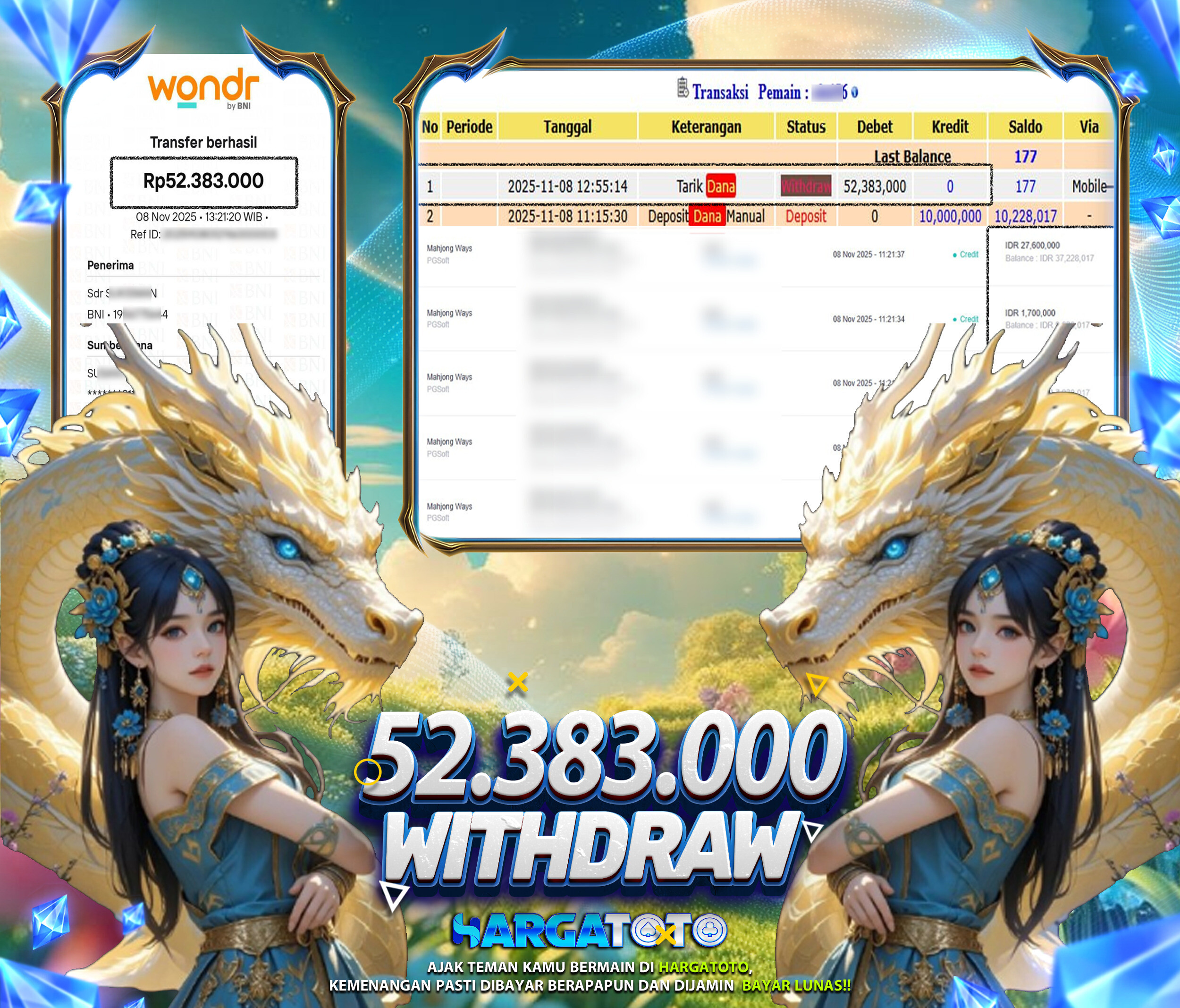 Bukti Pembayaran HARGATOTO Sebesar 52 Juta Rupiah