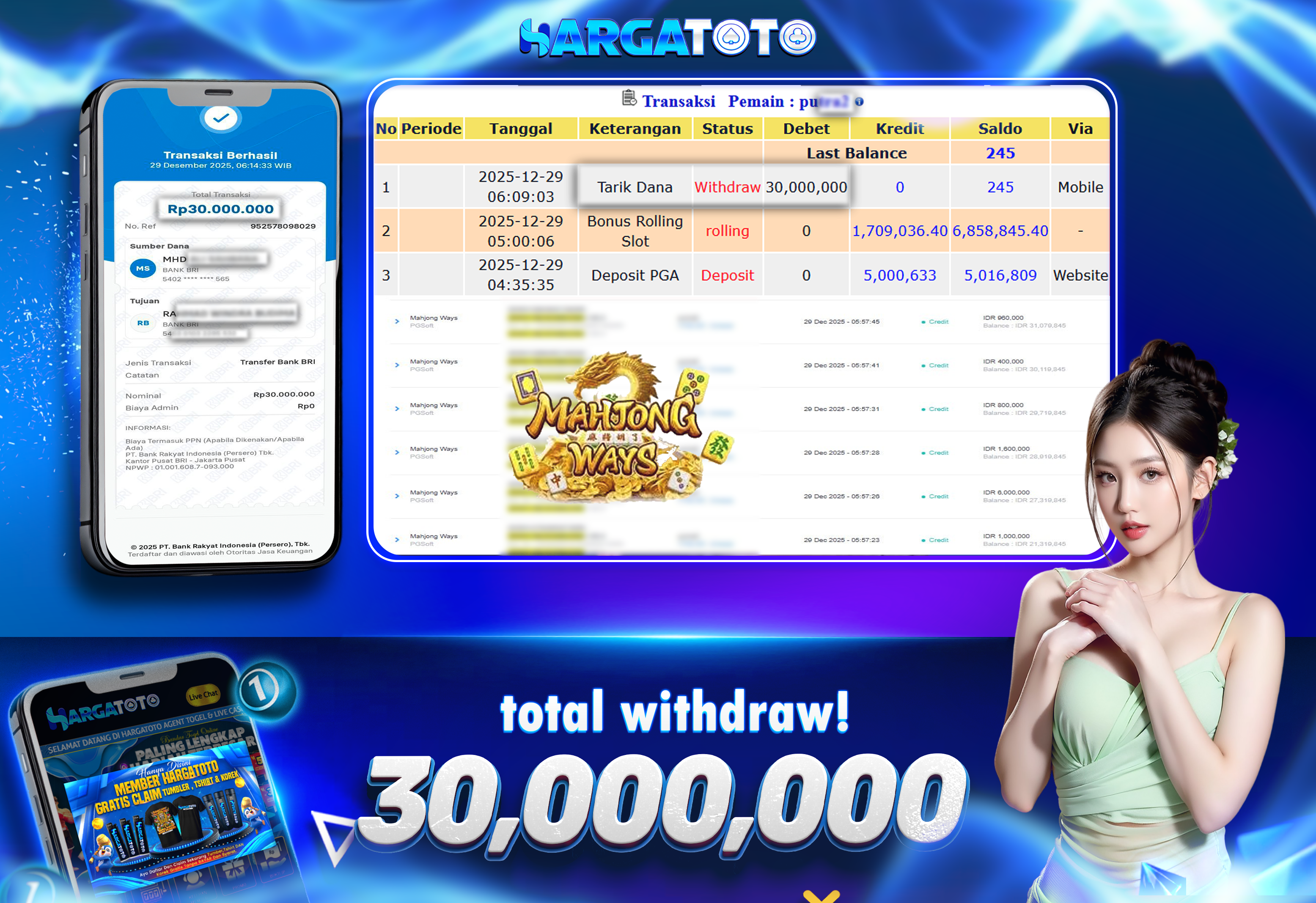 Bukti Pembayaran HARGATOTO Sebesar 30 Juta Rupiah