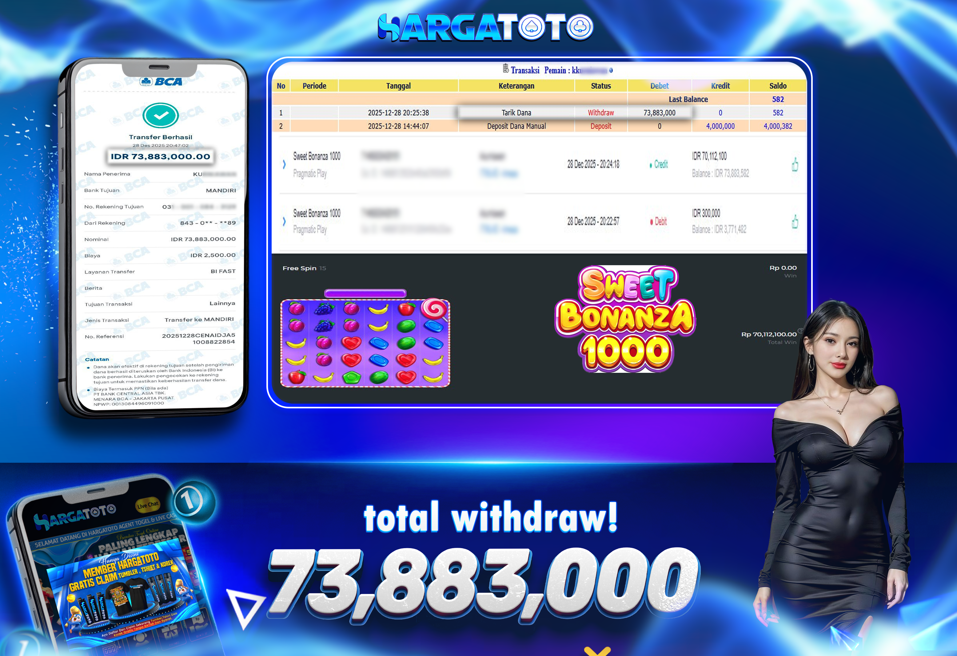 Bukti Pembayaran HARGATOTO Sebesar 73 Juta Rupiah