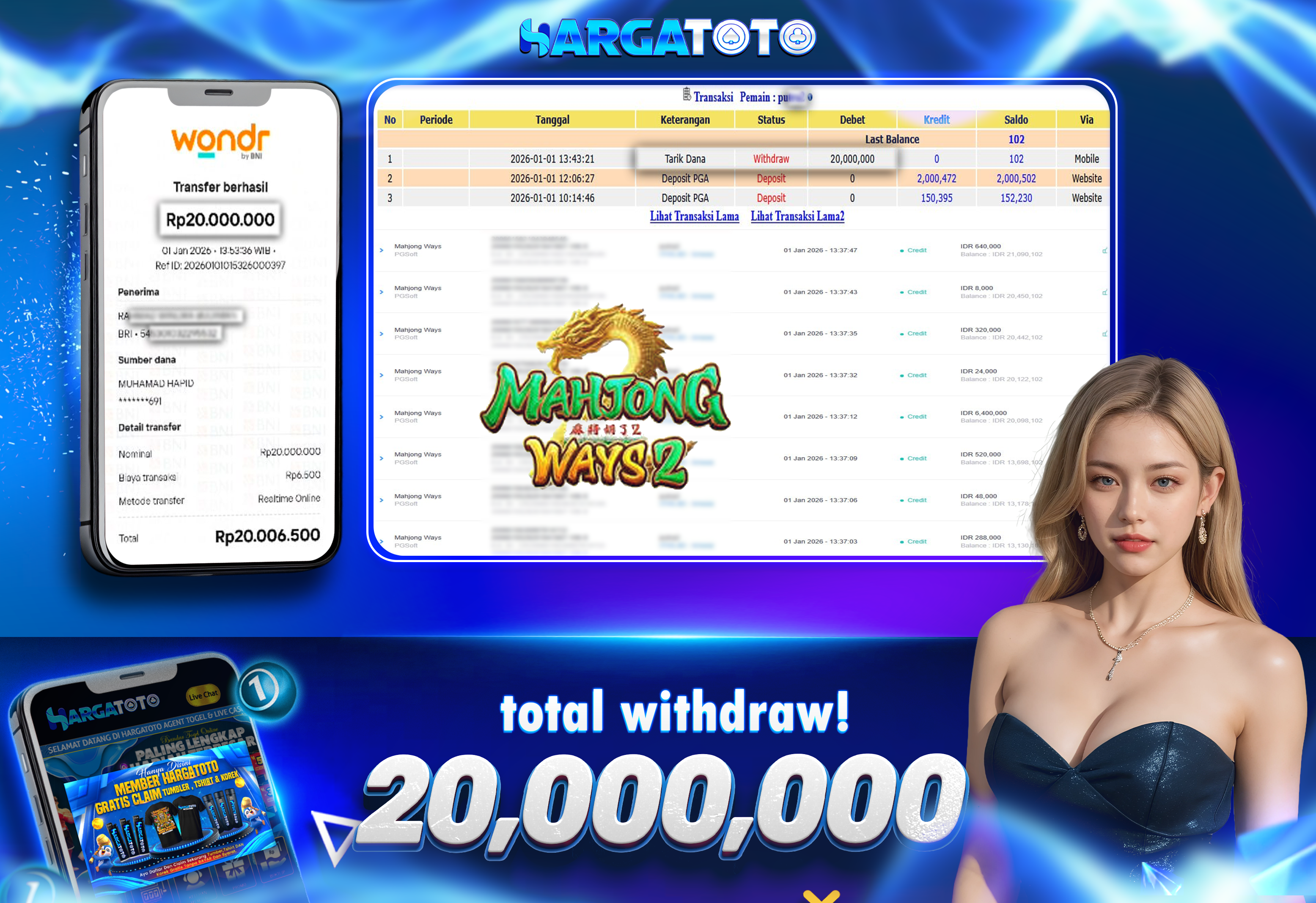 Bukti Pembayaran HARGATOTO Sebesar 20 Juta Rupiah