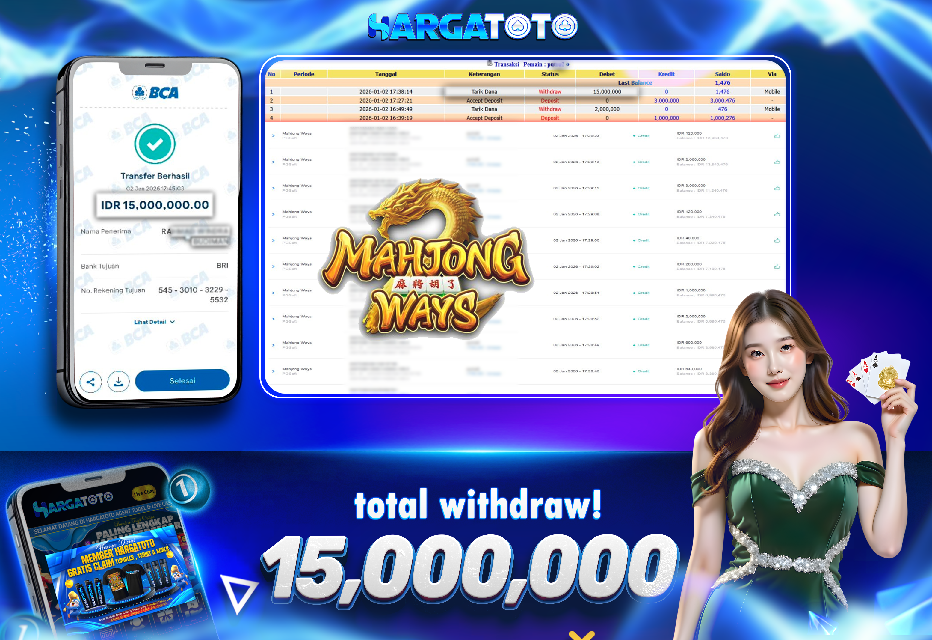 Bukti Pembayaran HARGATOTO Sebesar 15 Juta Rupiah