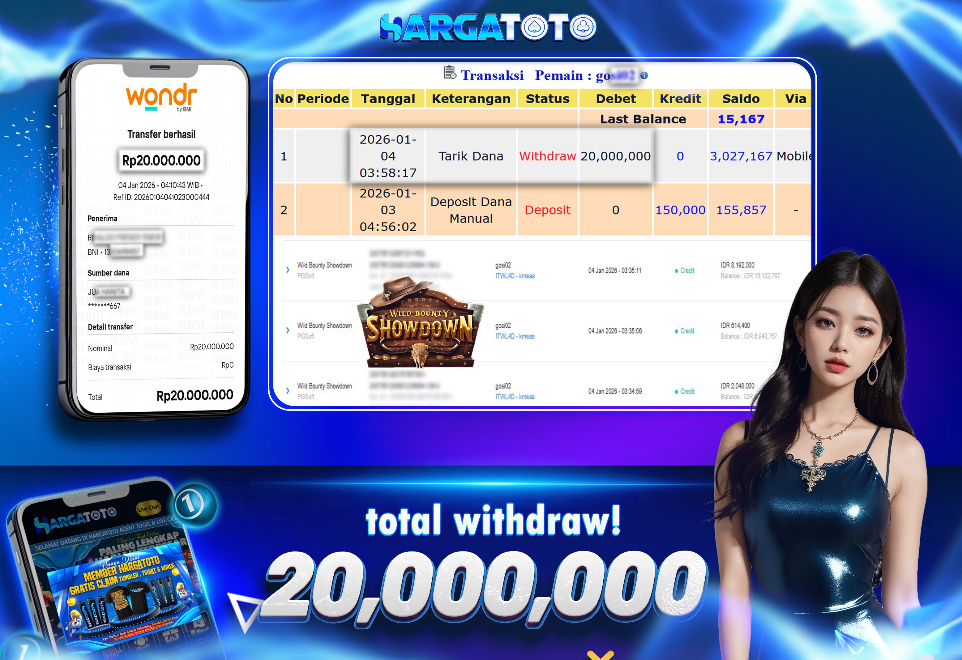 Bukti Pembayaran HARGATOTO Sebesar  20 Juta Rupiah