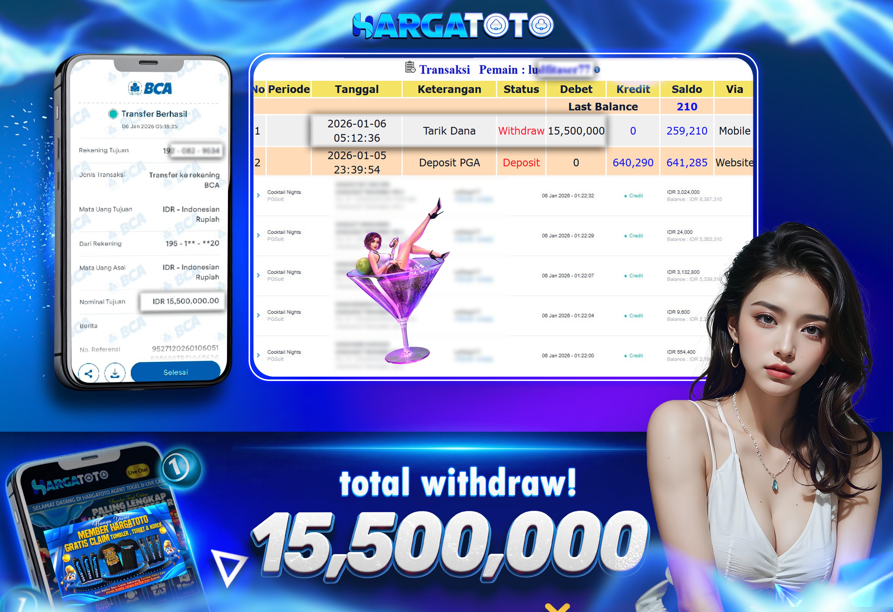 Bukti Pembayaran HARGATOTO Sebesar  15  Juta Rupiah