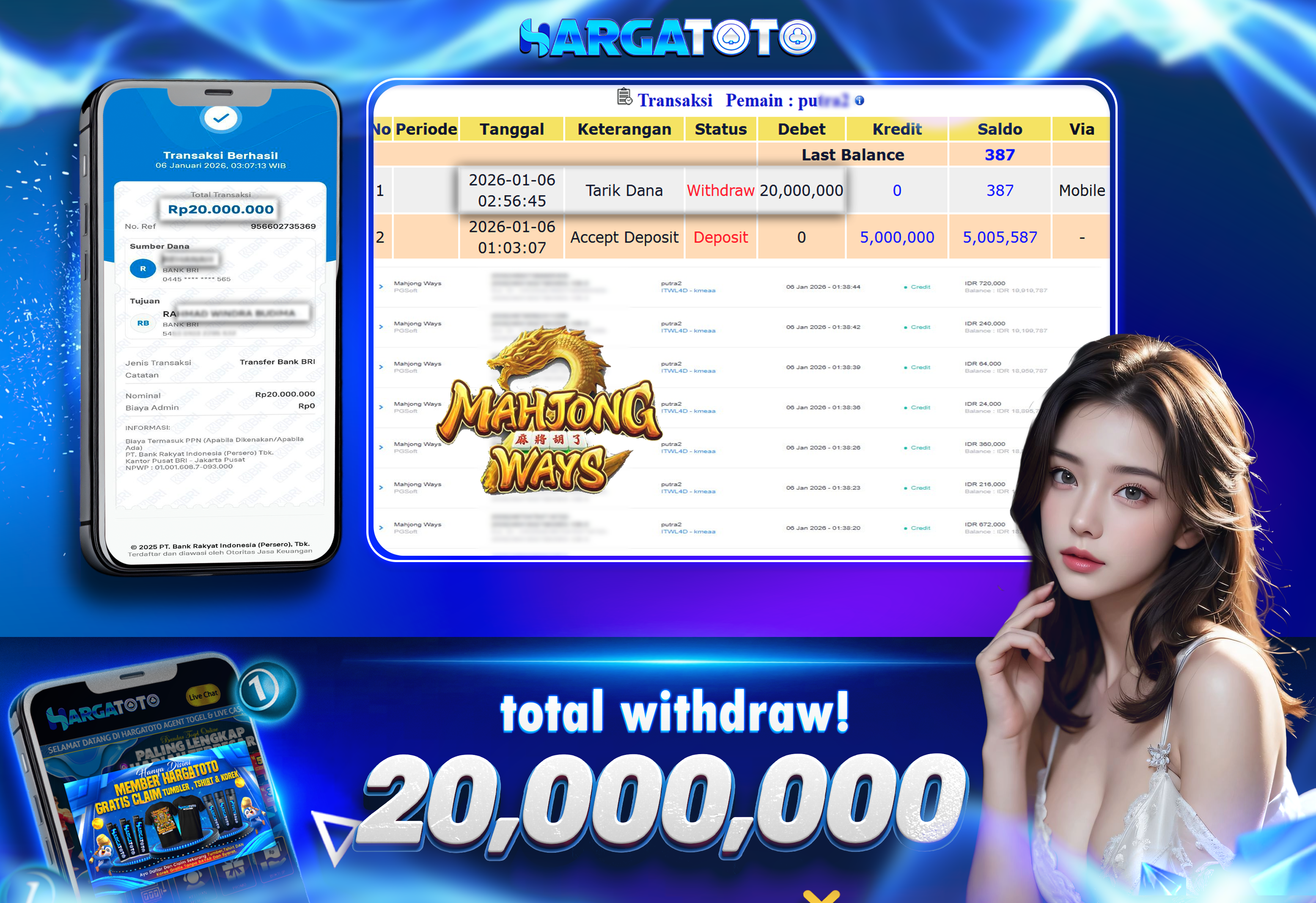 Bukti Pembayaran HARGATOTO Sebesar  20 Juta Rupiah