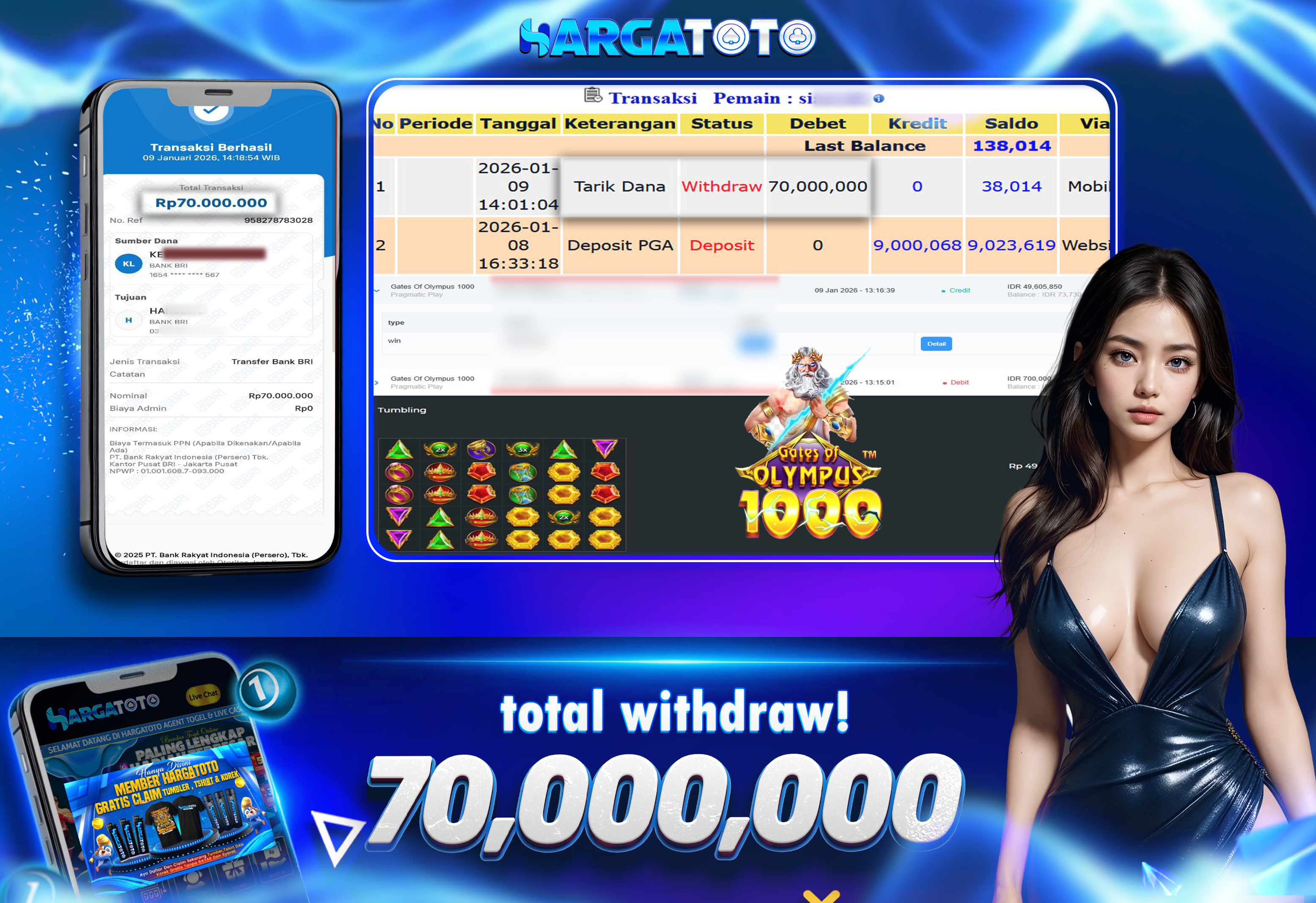 Bukti Pembayaran HARGATOTO Sebesar  70 Juta Rupiah