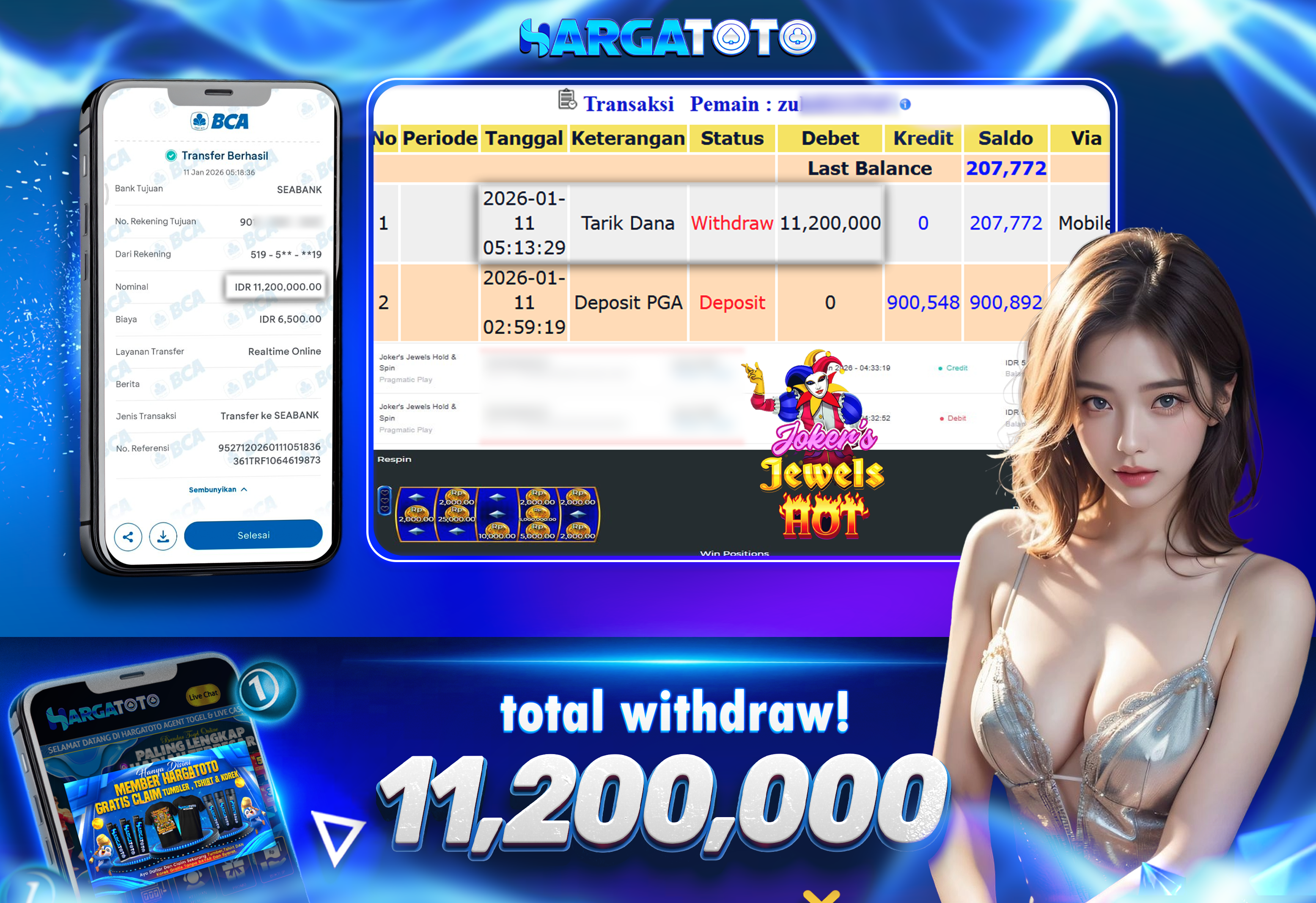 Bukti Pembayaran HARGATOTO Sebesar  11 Juta Rupiah