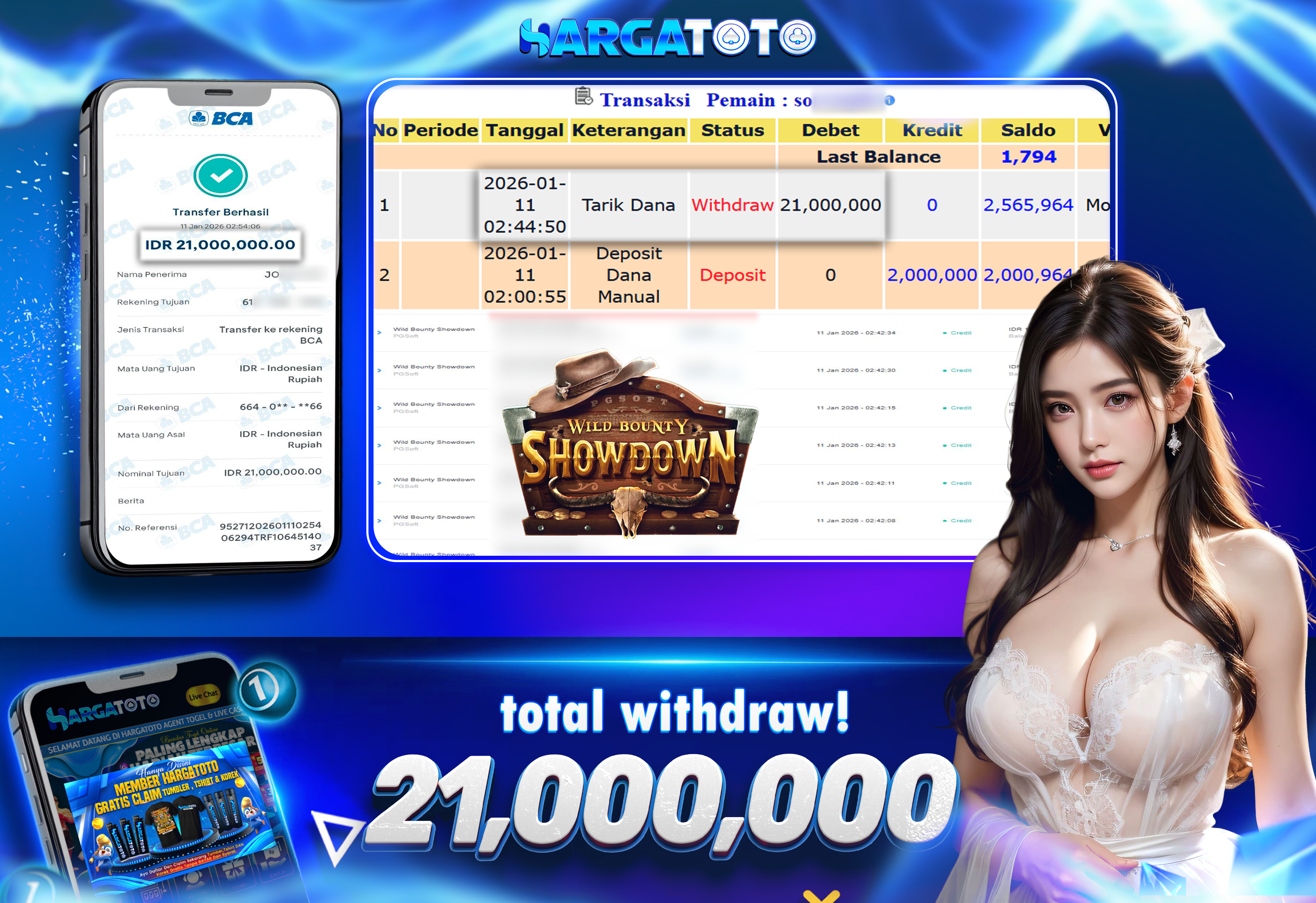 Bukti Pembayaran HARGATOTO Sebesar  21 Juta Rupiah