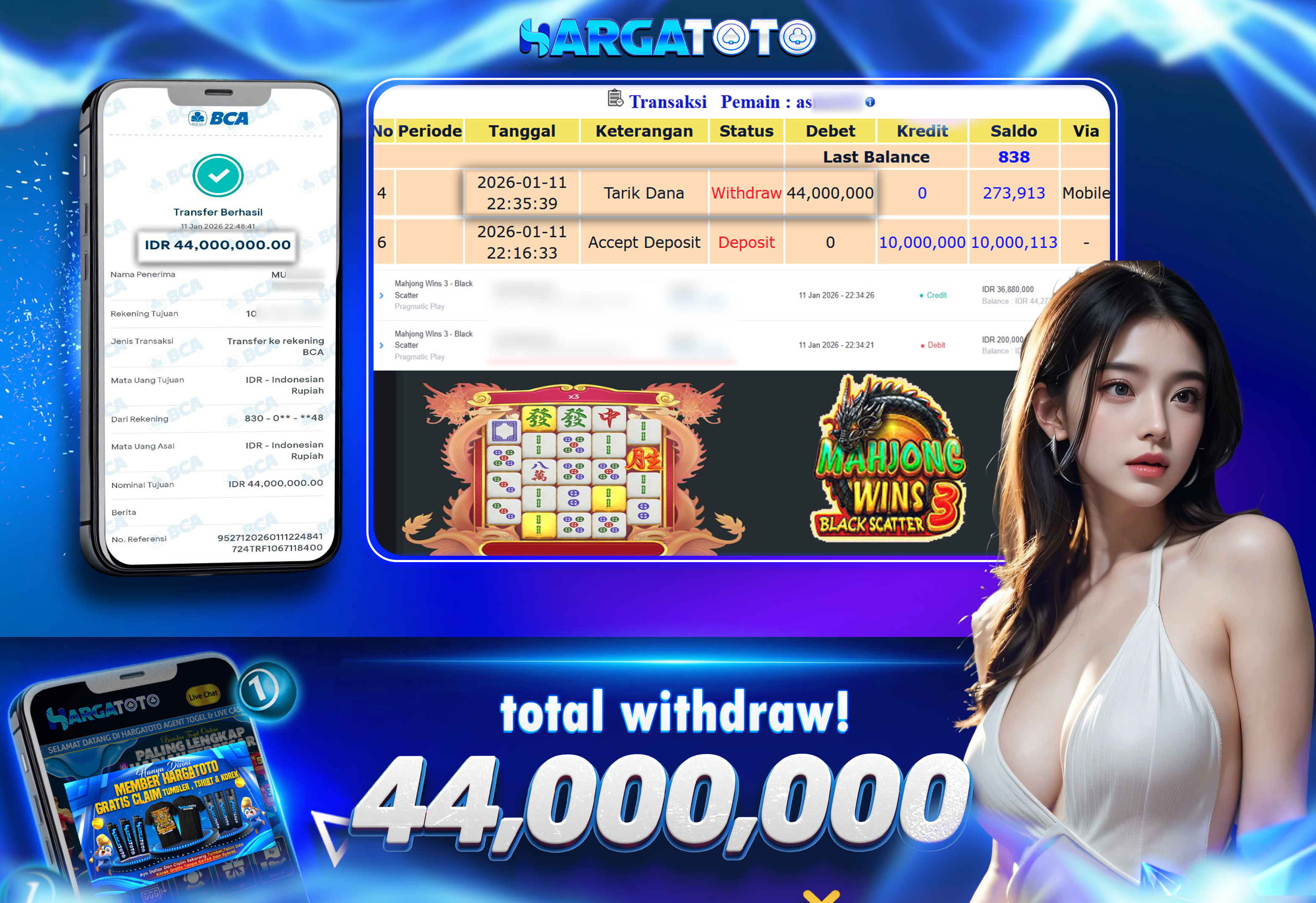 Bukti Pembayaran HARGATOTO Sebesar  44 Juta Rupiah