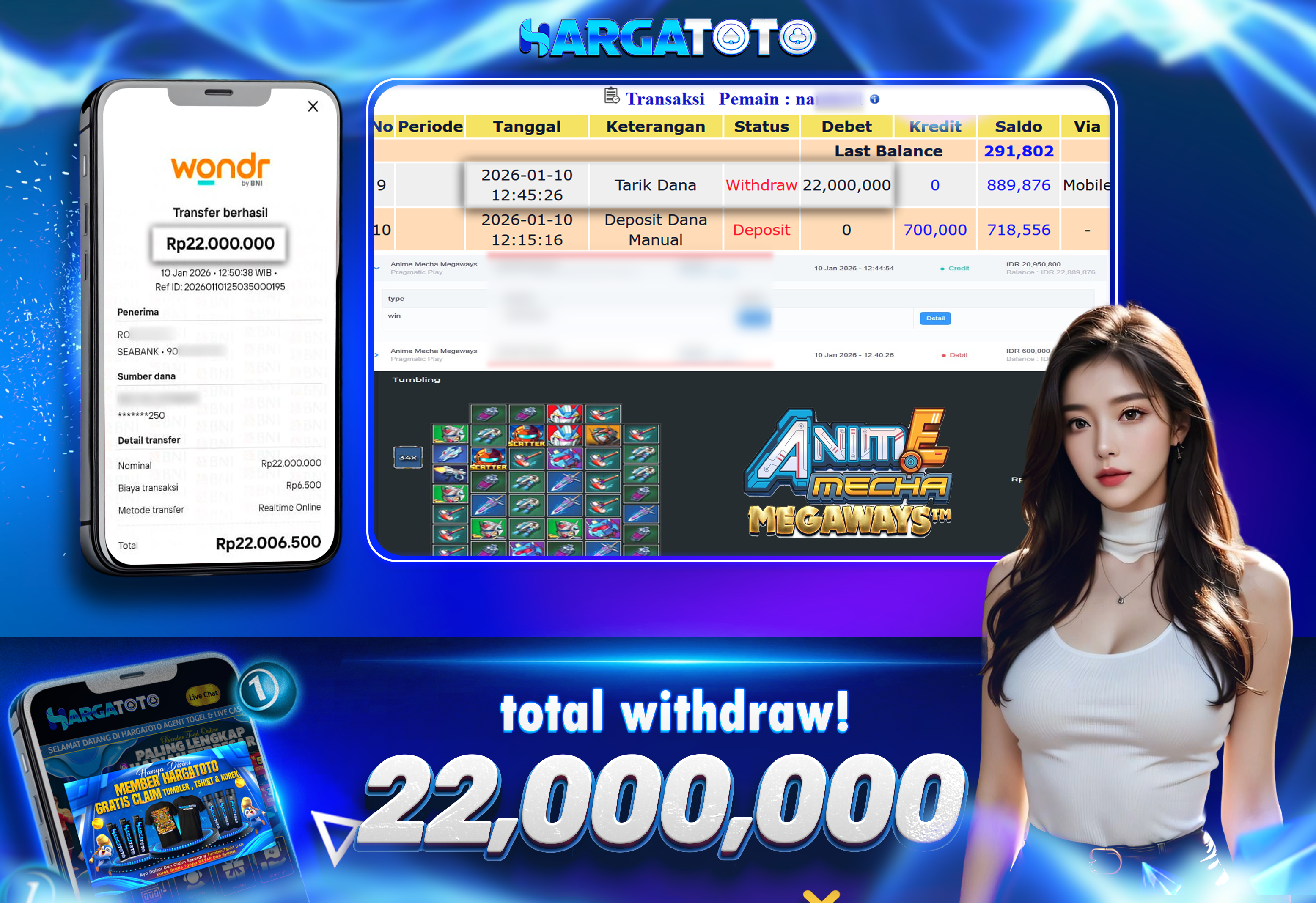 Bukti Pembayaran HARGATOTO Sebesar  22 Juta Rupiah