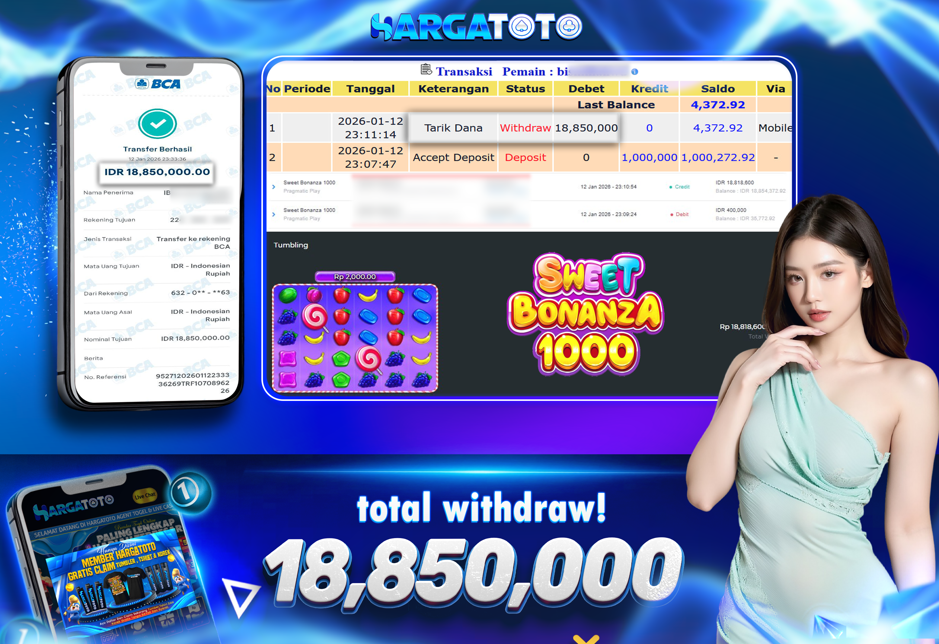 Bukti Pembayaran HARGATOTO Sebesar  18 Juta Rupiah