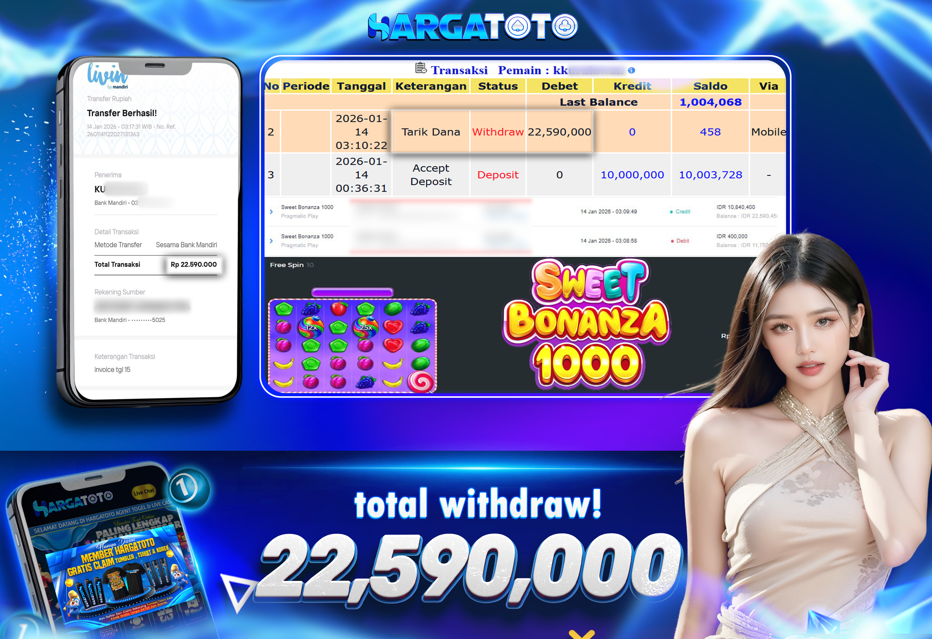 Bukti Pembayaran HARGATOTO Sebesar  22 Juta Rupiah