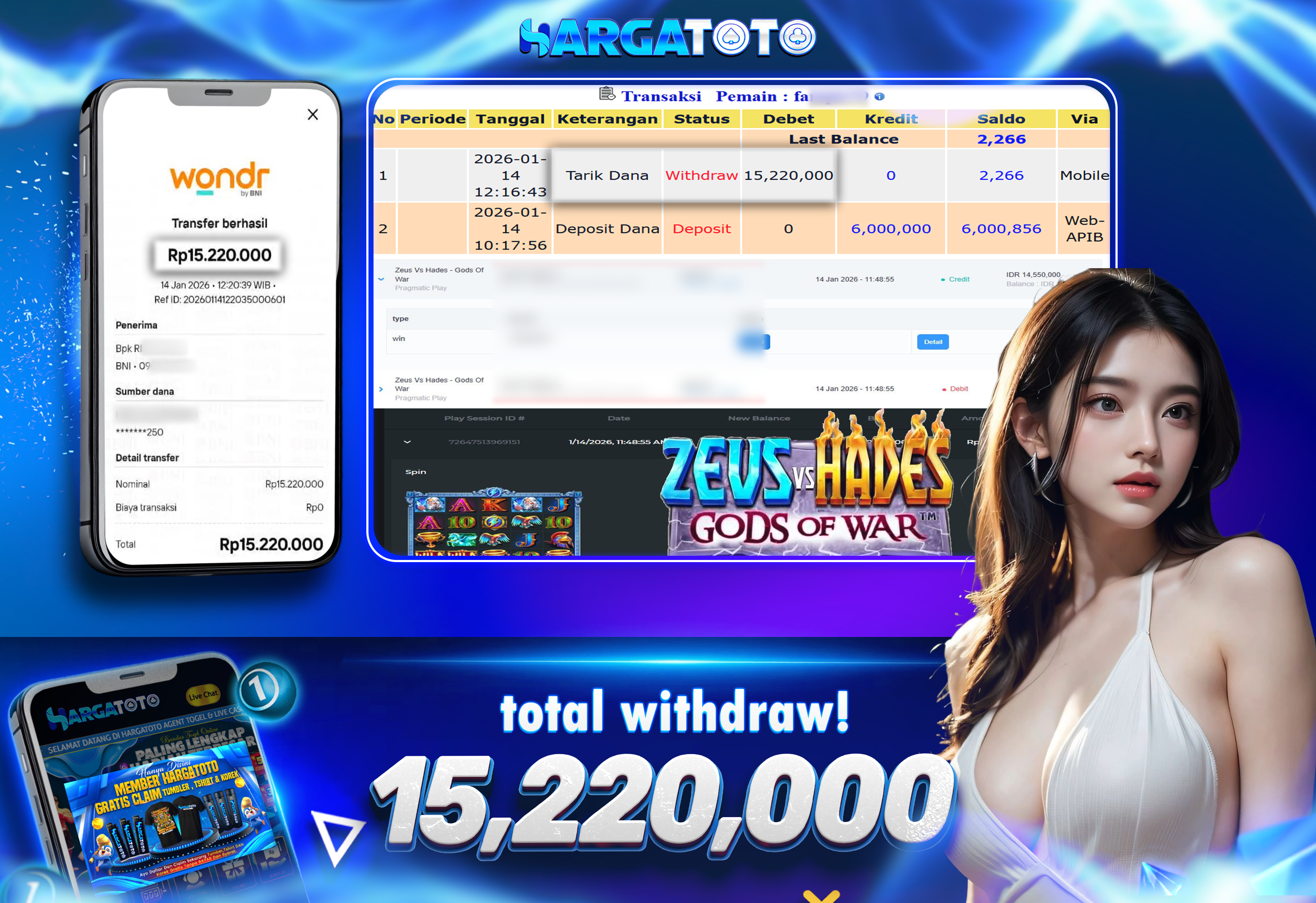 Bukti Pembayaran HARGATOTO Sebesar  15 Juta Rupiah