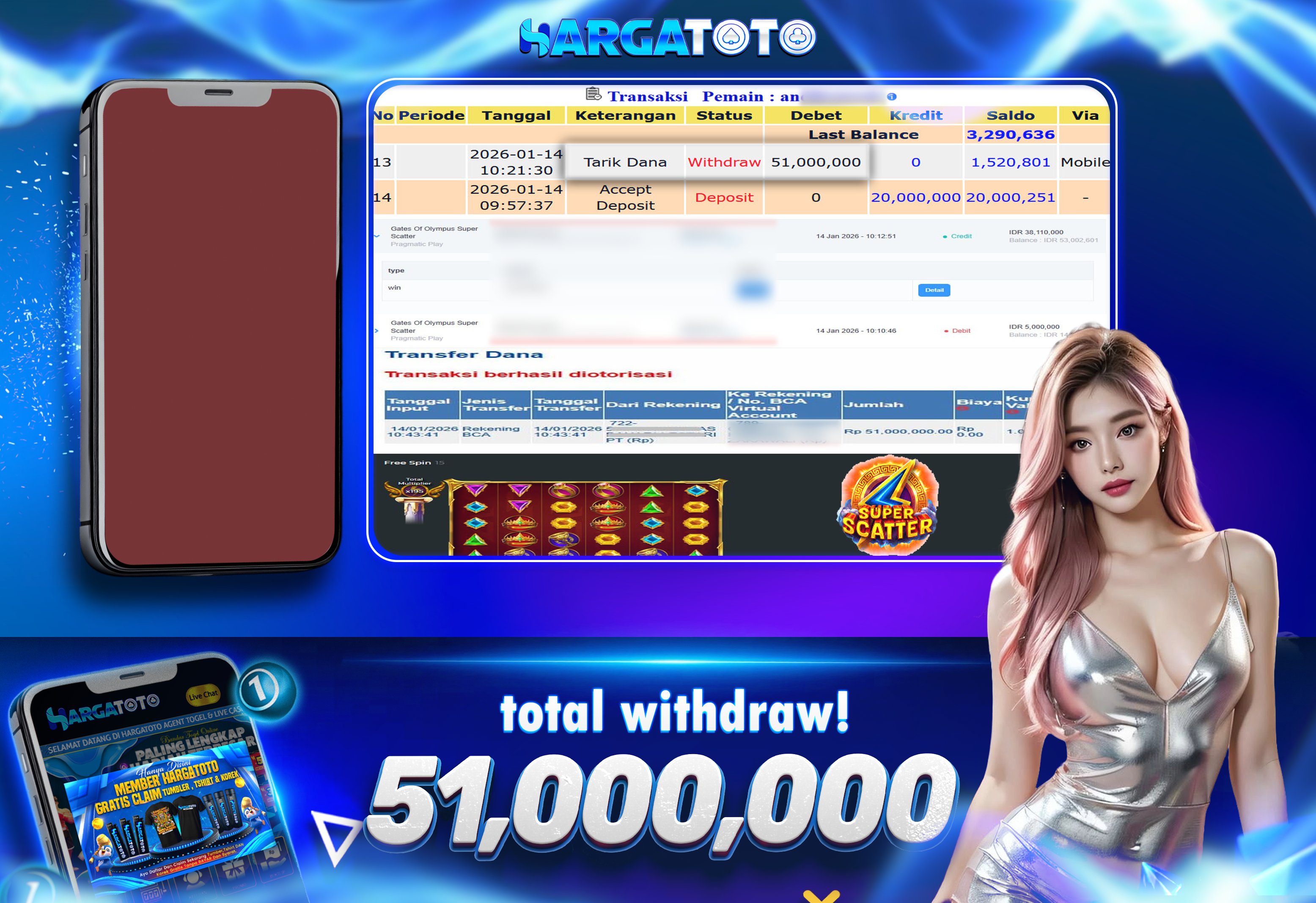 Bukti Pembayaran HARGATOTO Sebesar  51 Juta Rupiah