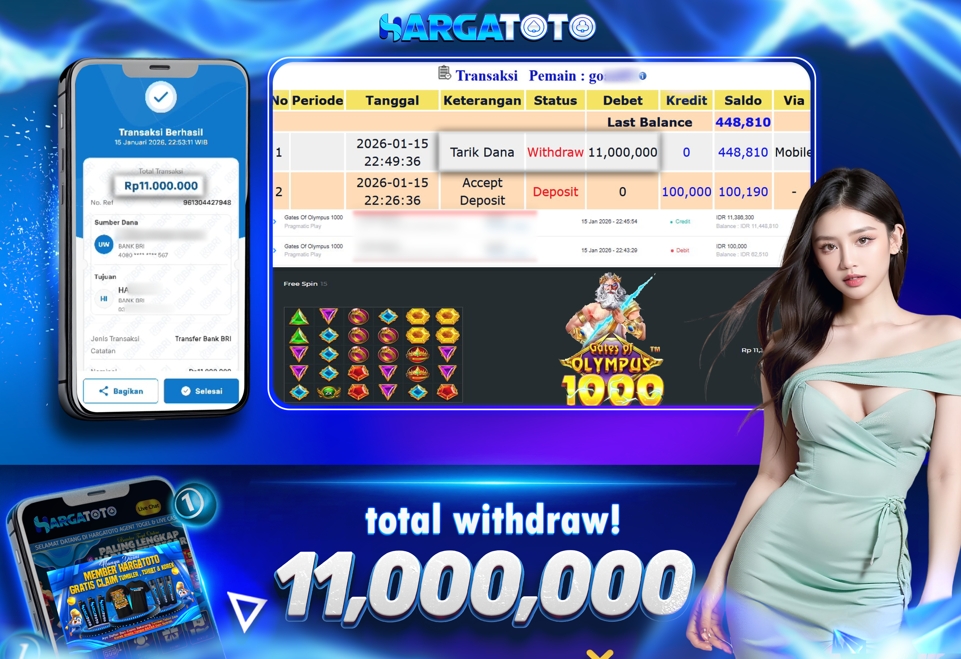 Bukti Pembayaran HARGATOTO Sebesar  11 Juta Rupiah