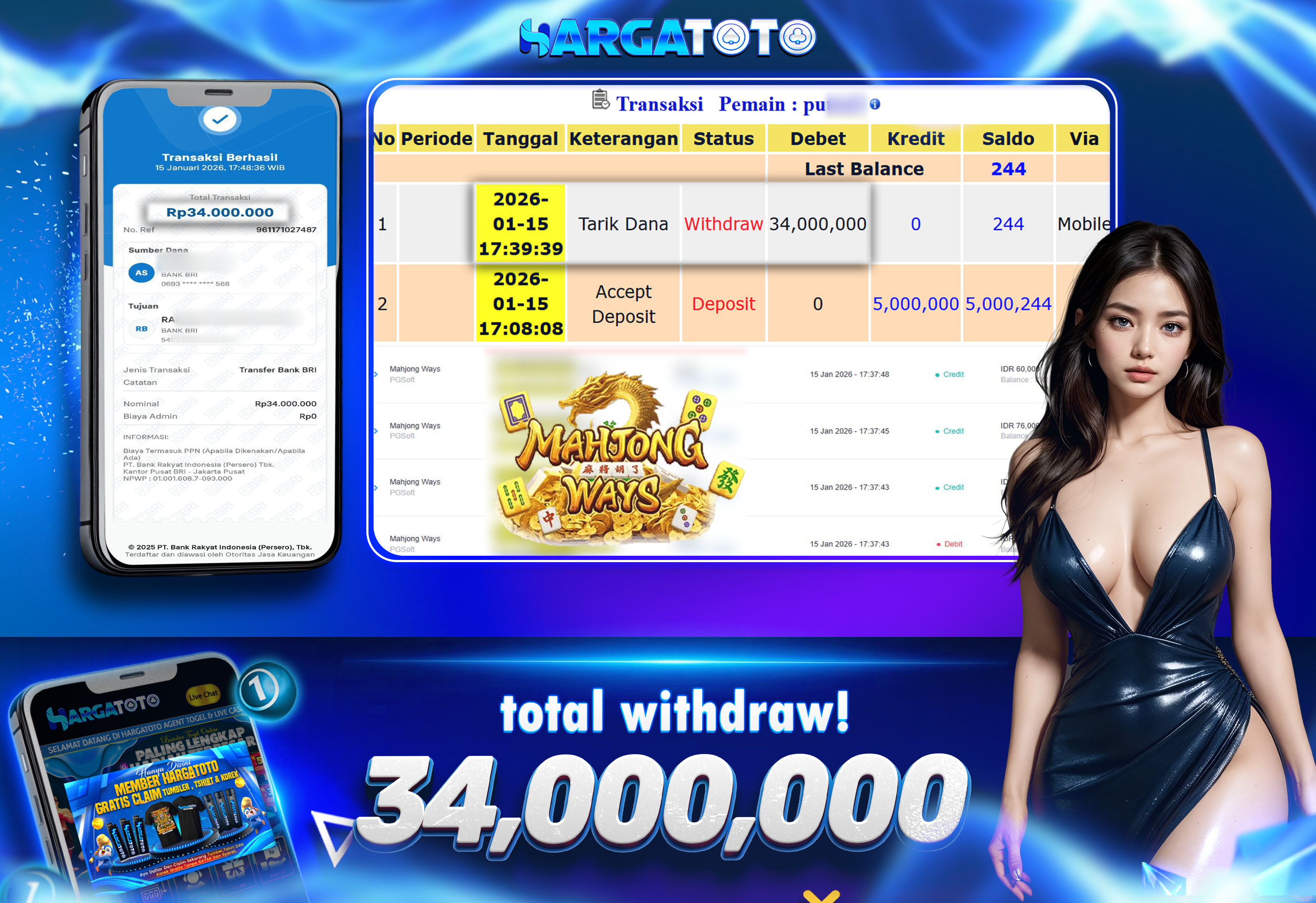 Bukti Pembayaran HARGATOTO Sebesar  34 Juta Rupiah