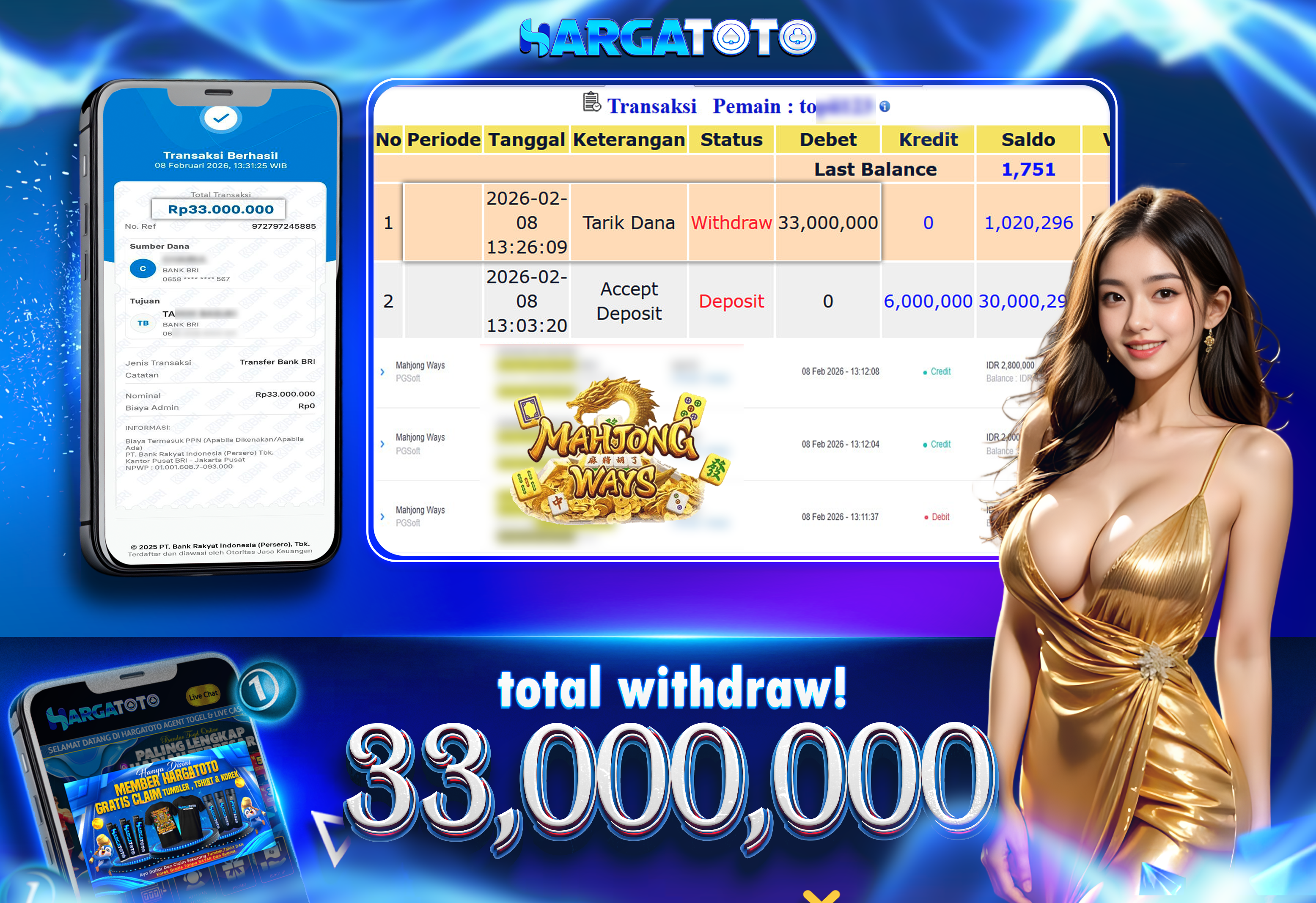 Bukti Pembayaran HARGATOTO Sebesar 33 Juta Rupiah