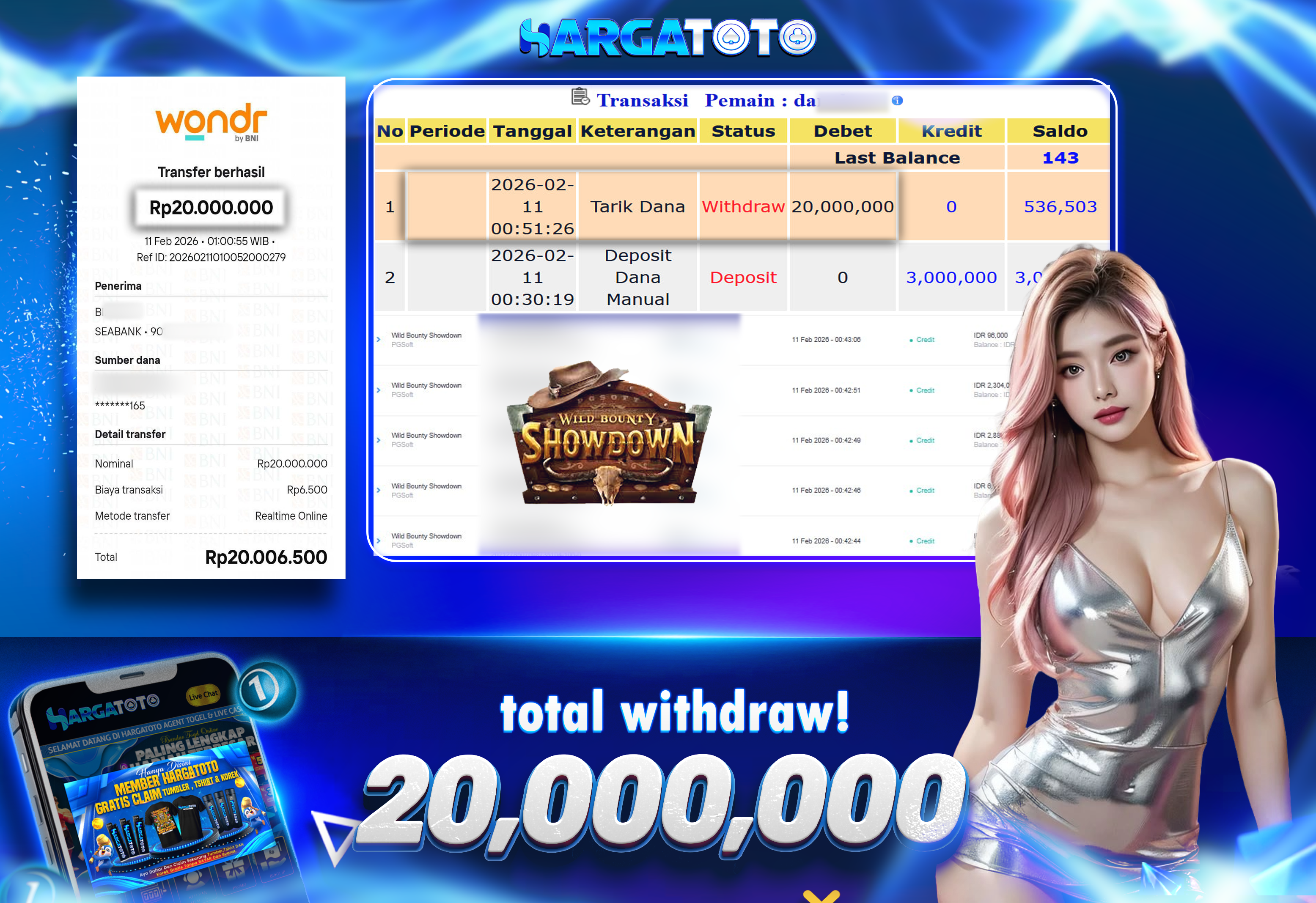 Bukti Pembayaran HARGATOTO Sebesar 20 Juta Rupiah