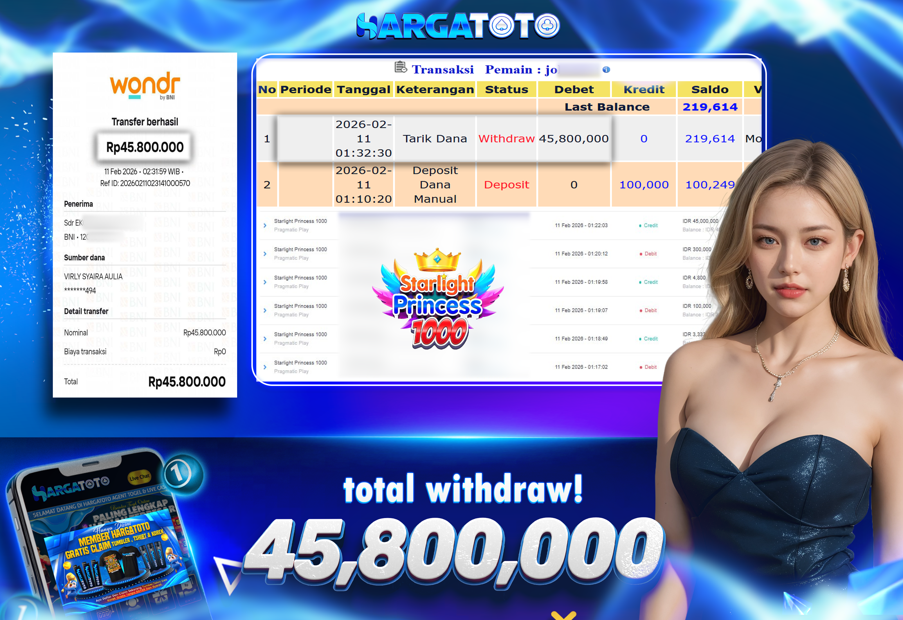 Bukti Pembayaran HARGATOTO Sebesar 45 Juta Rupiah