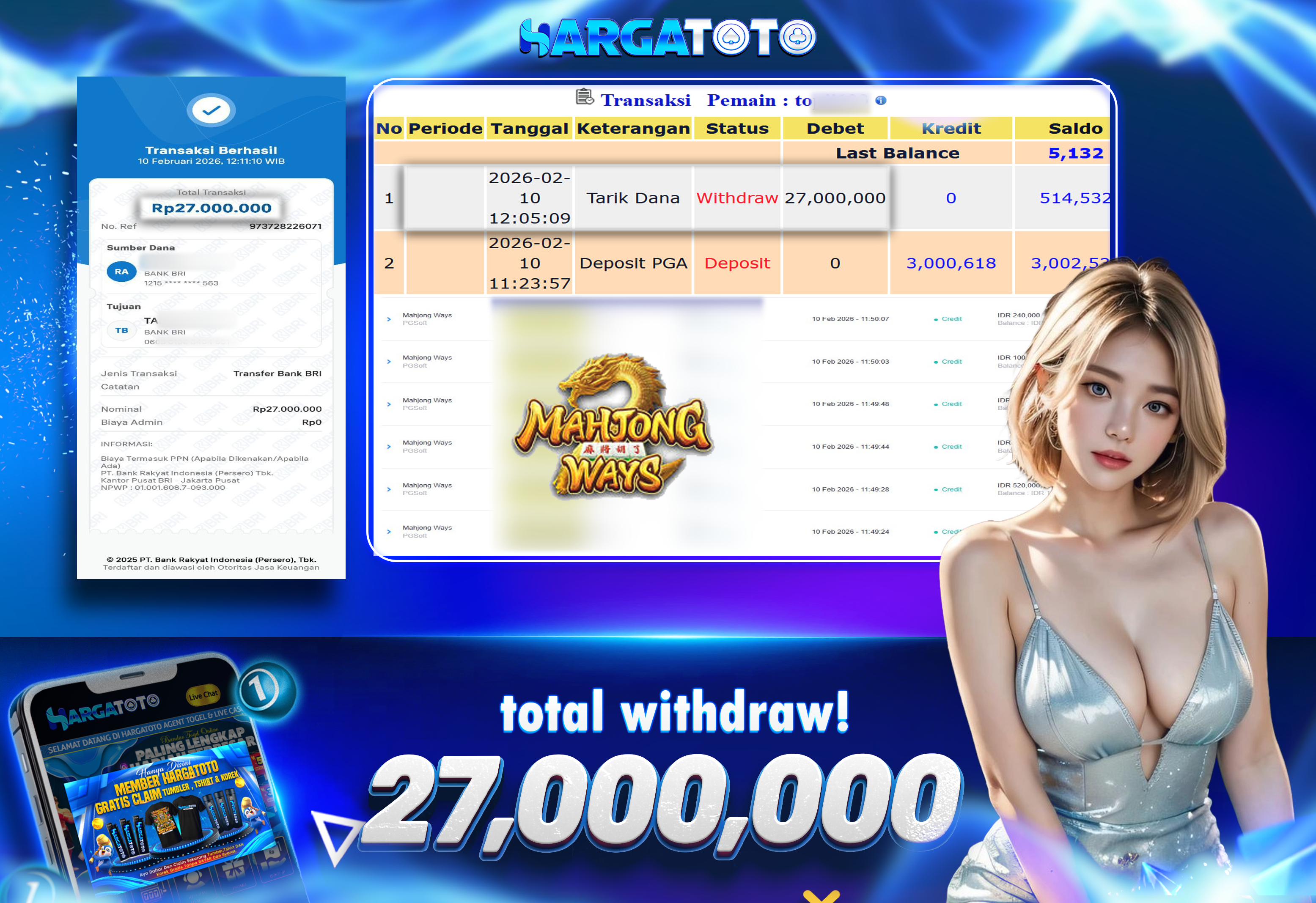 Bukti Pembayaran HARGATOTO Sebesar 27 Juta Rupiah