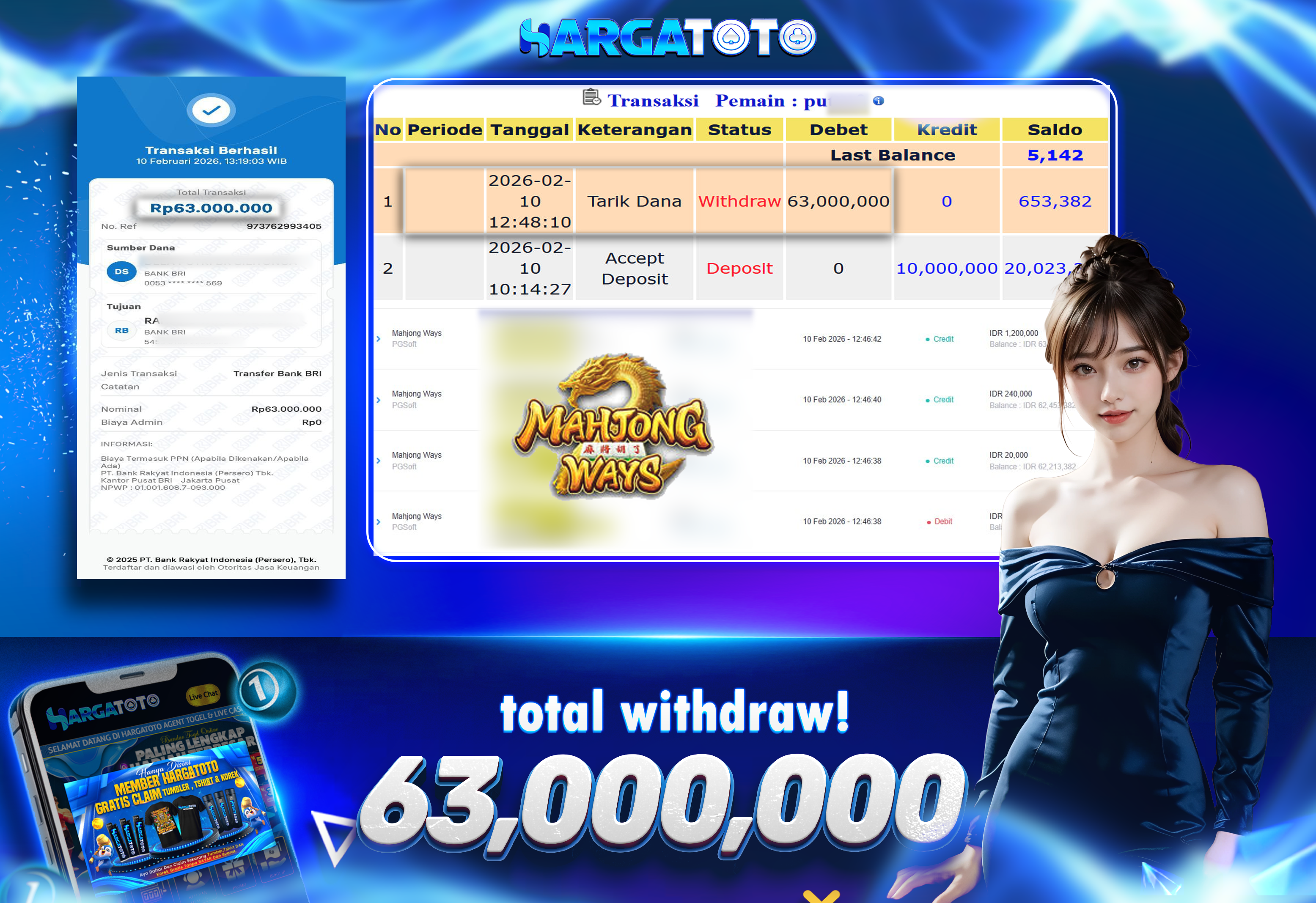 Bukti Pembayaran HARGATOTO Sebesar 63 Juta Rupiah