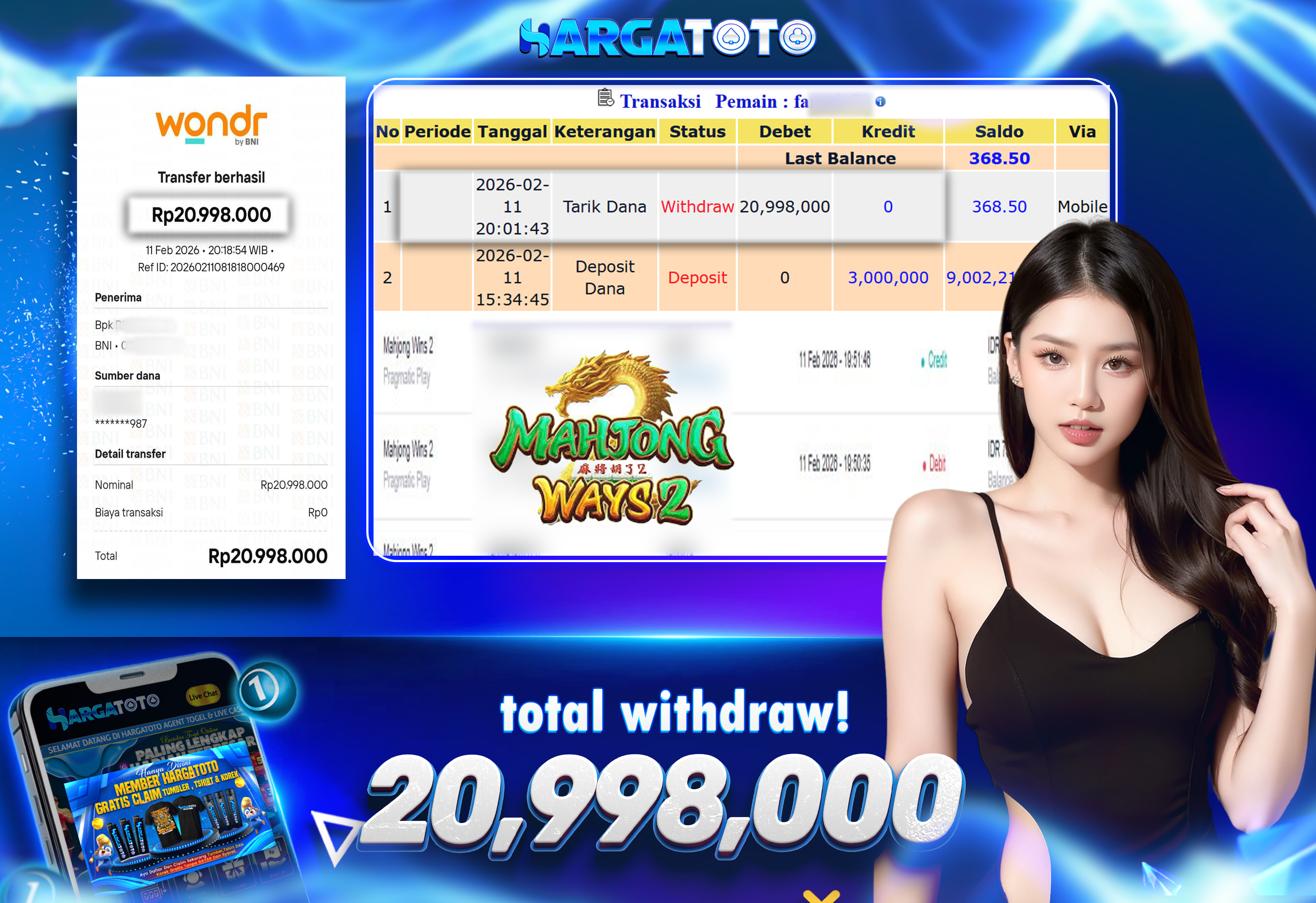 Bukti Pembayaran HARGATOTO Sebesar 20 Juta Rupiah