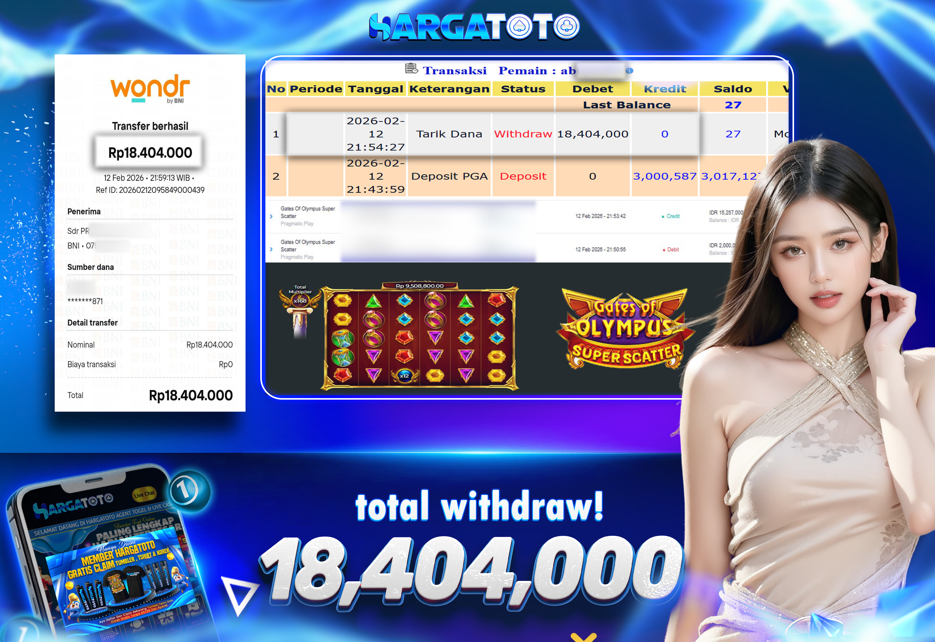 Bukti Pembayaran HARGATOTO Sebesar 18 Juta Rupiah