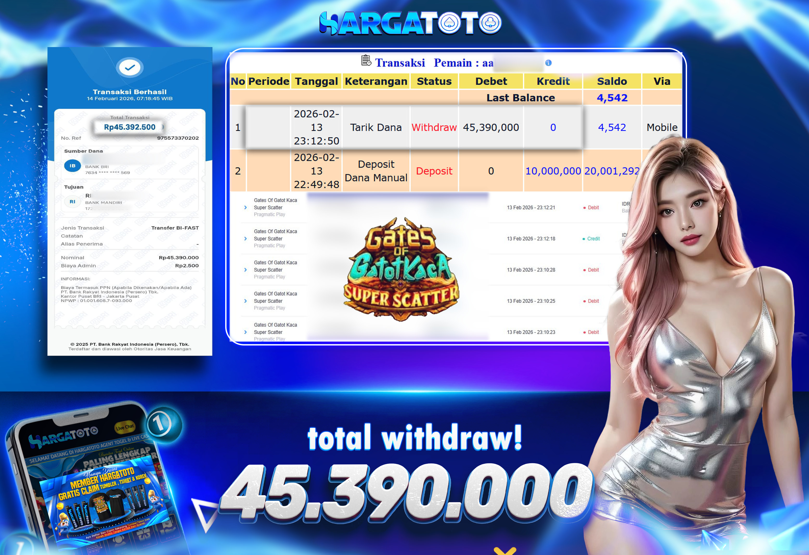 Bukti Pembayaran HARGATOTO Sebesar 45 Juta Rupiah