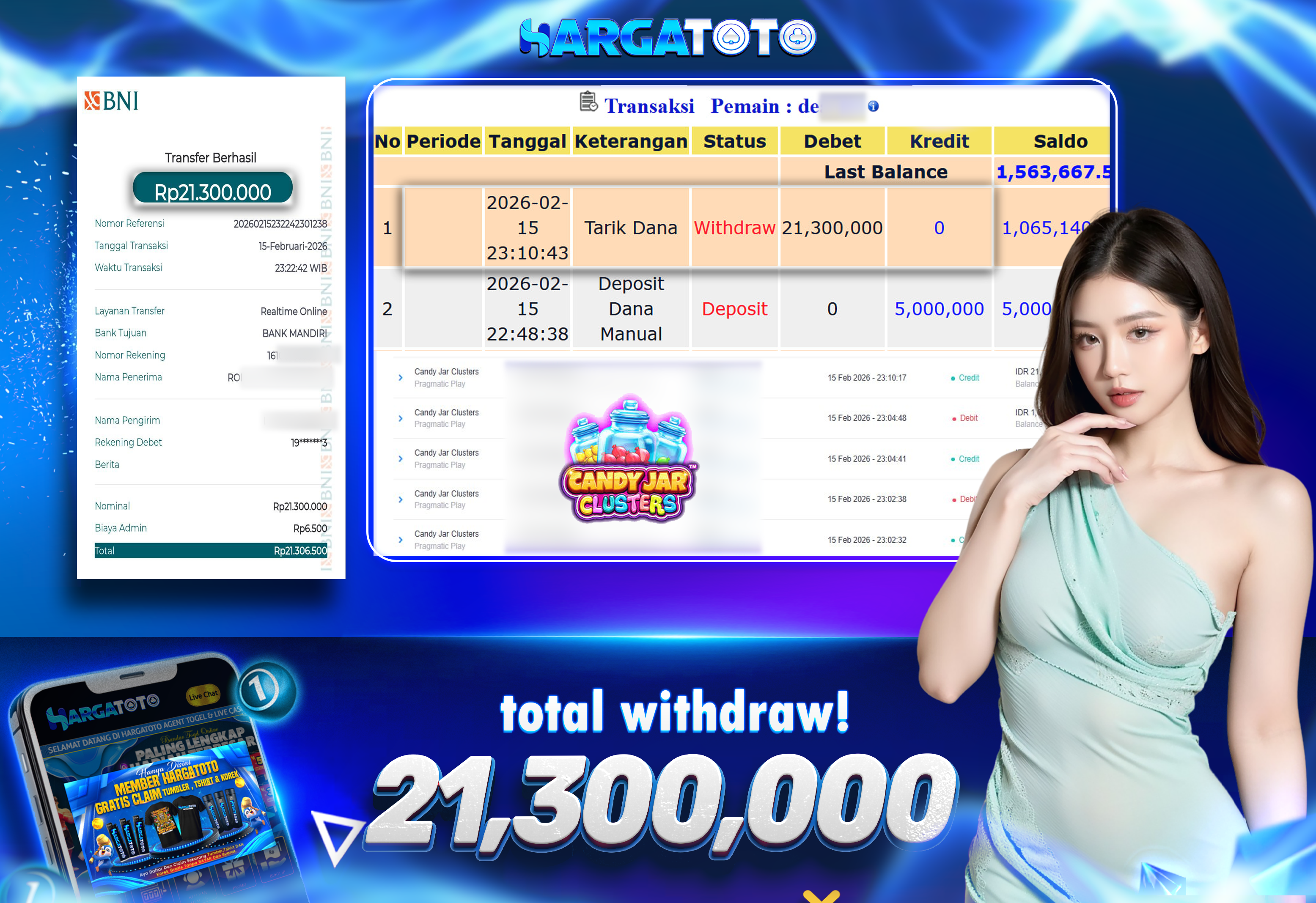 Bukti Pembayaran HARGATOTO Sebesar 21 Juta Rupiah