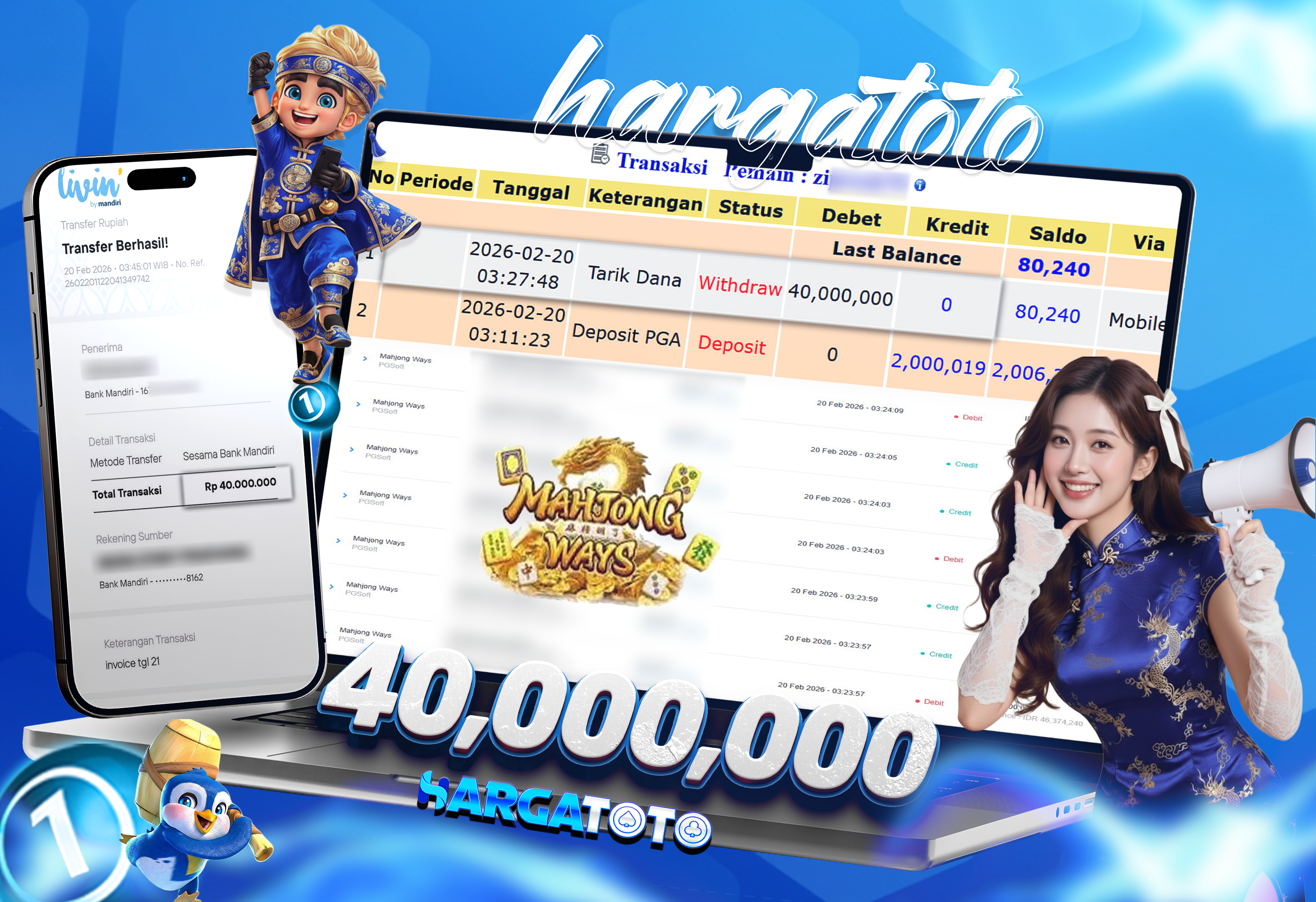 Bukti Pembayaran HARGATOTO Sebesar 40 Juta Rupiah