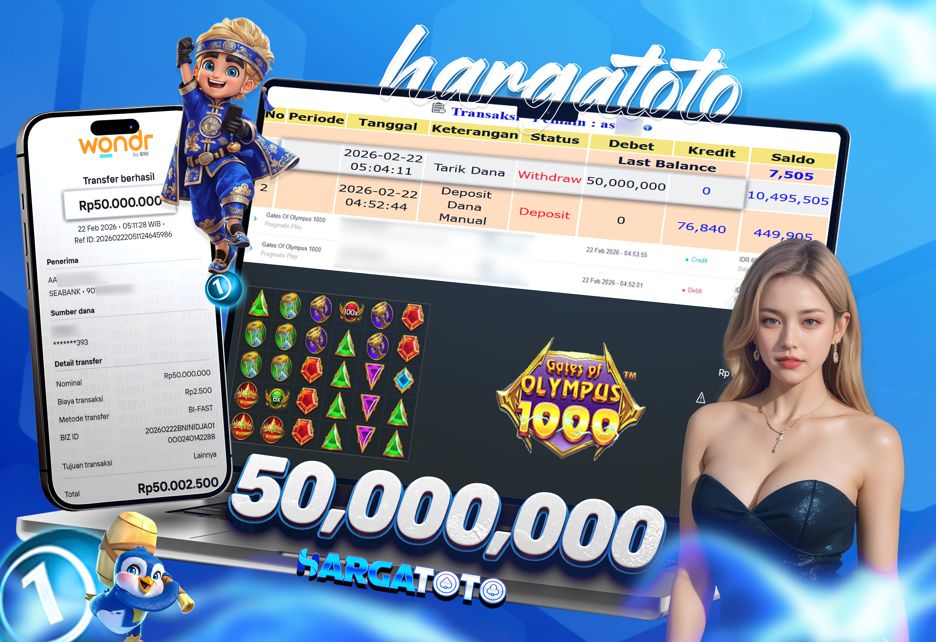 Bukti Pembayaran HARGATOTO Sebesar 50 Juta Rupiah