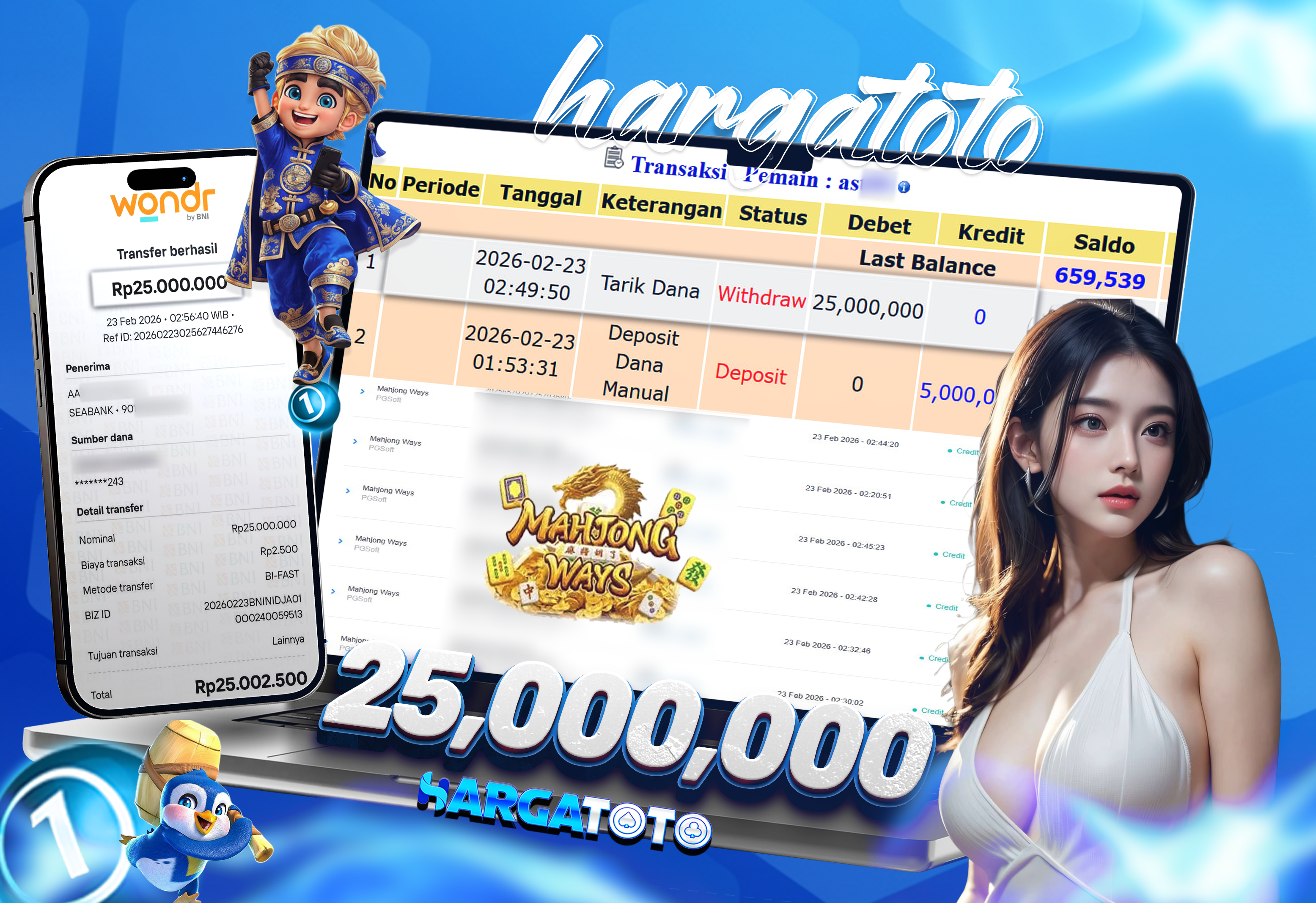 Bukti Pembayaran HARGATOTO Sebesar 25 Juta Rupiah