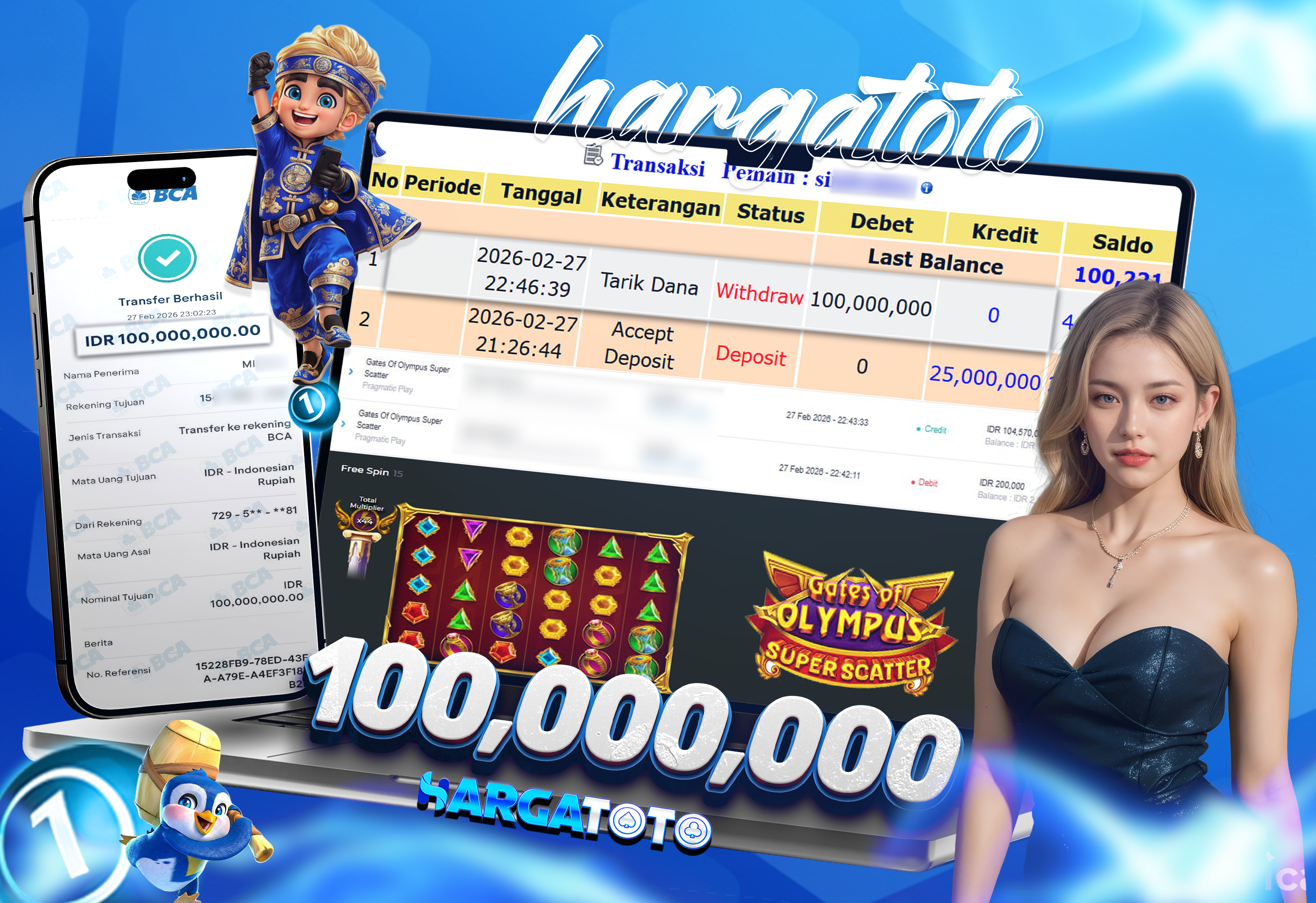 Bukti Pembayaran HARGATOTO Sebesar 100 Juta Rupiah