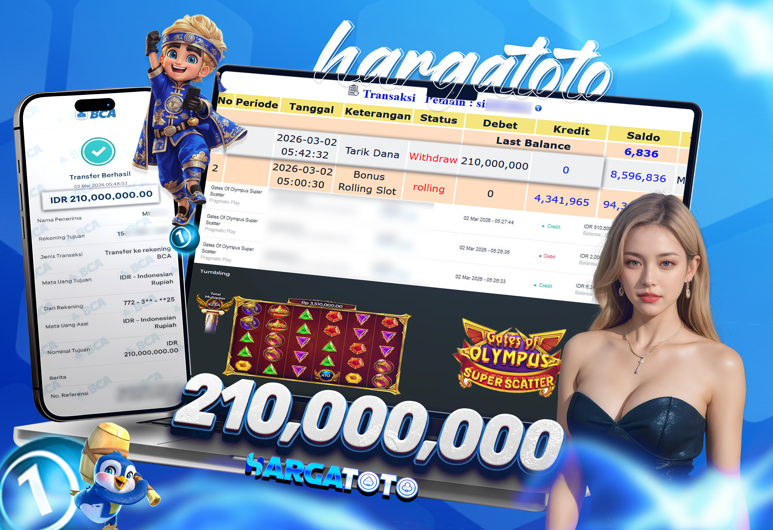 Bukti Pembayaran HARGATOTO Sebesar 210 Juta Rupiah