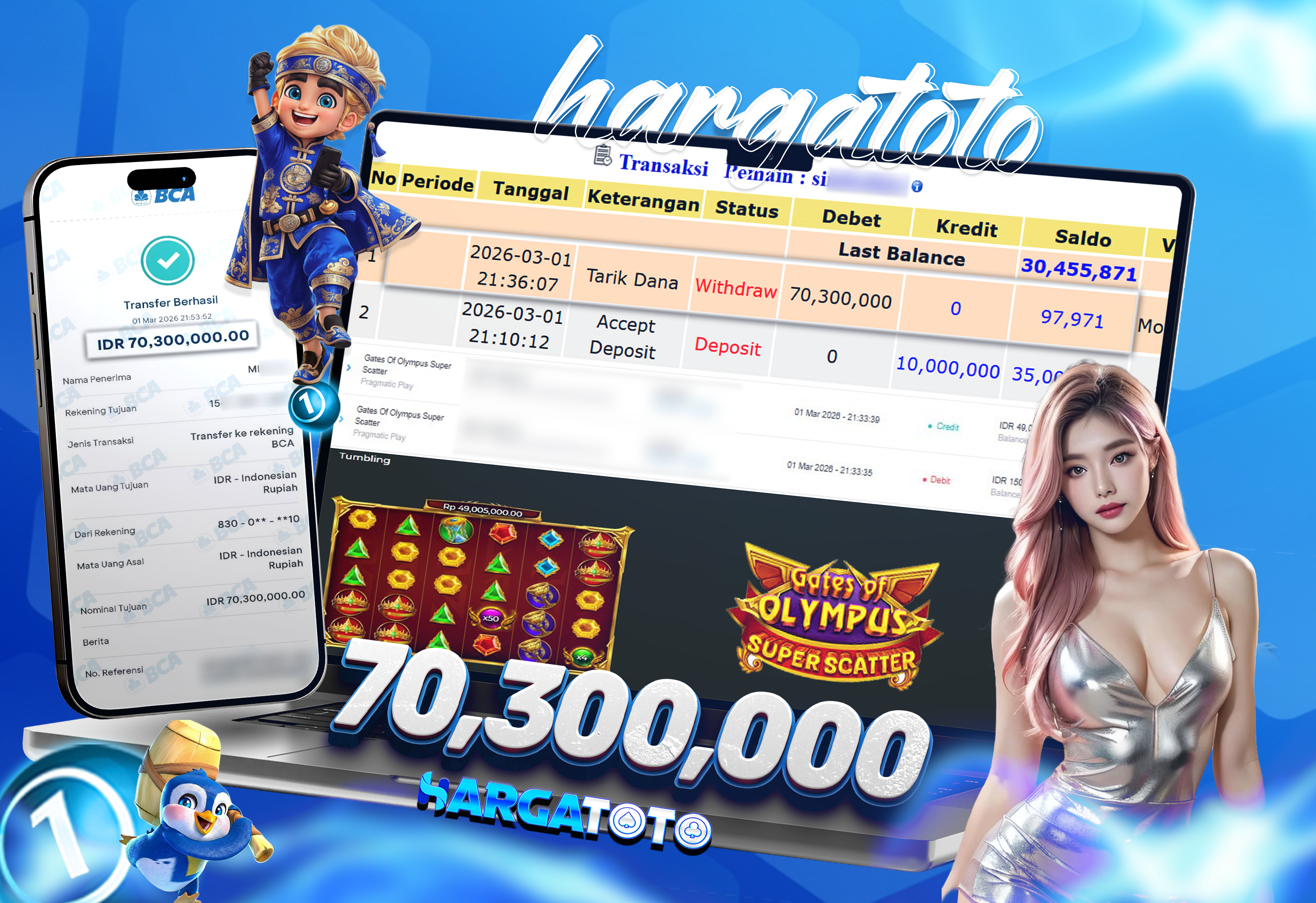 Bukti Pembayaran HARGATOTO Sebesar 70 Juta Rupiah