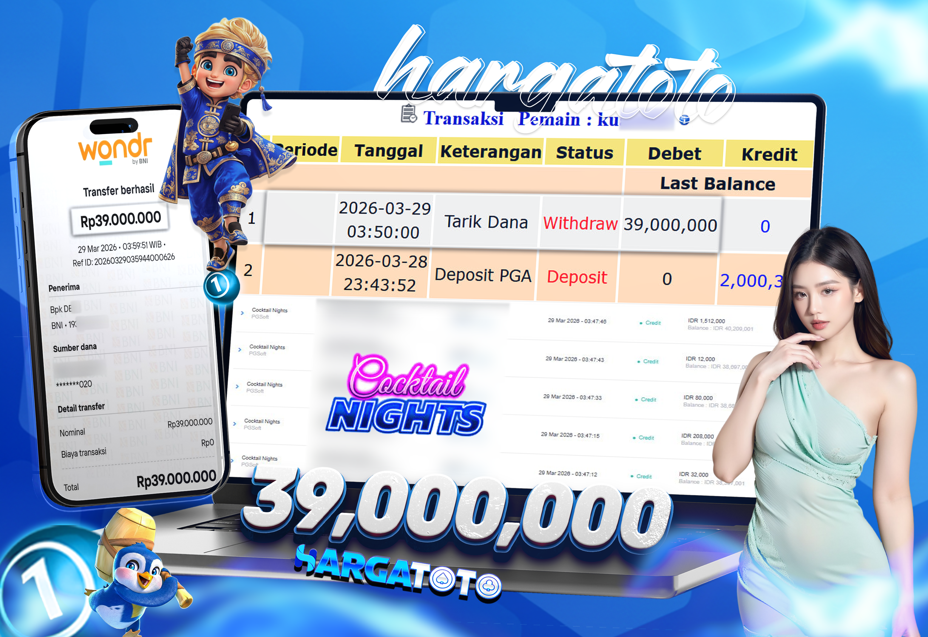 Bukti Pembayaran HARGATOTO Sebesar 39 Juta Rupiah