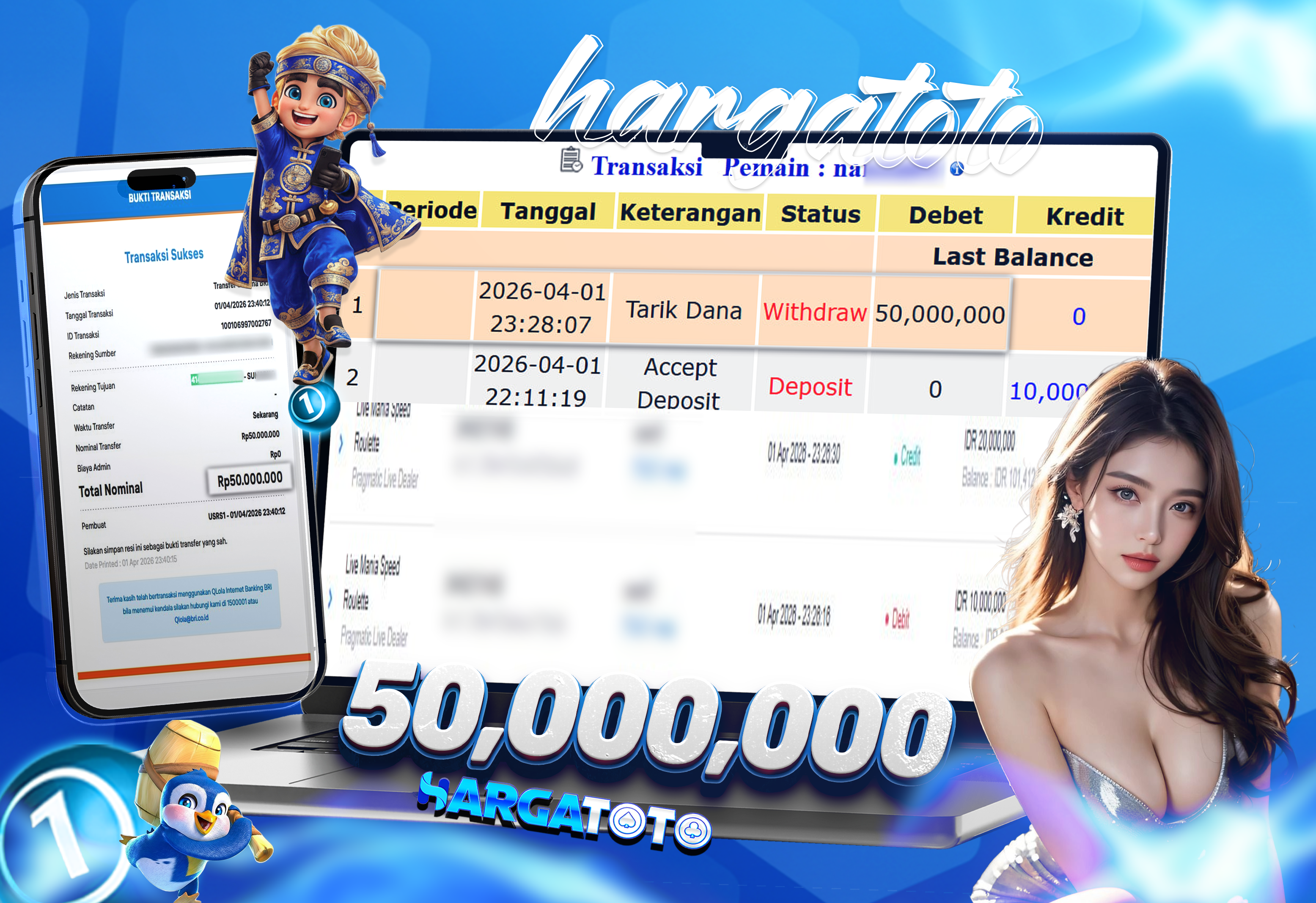 Bukti Pembayaran HARGATOTO Sebesar 50 Juta Rupiah