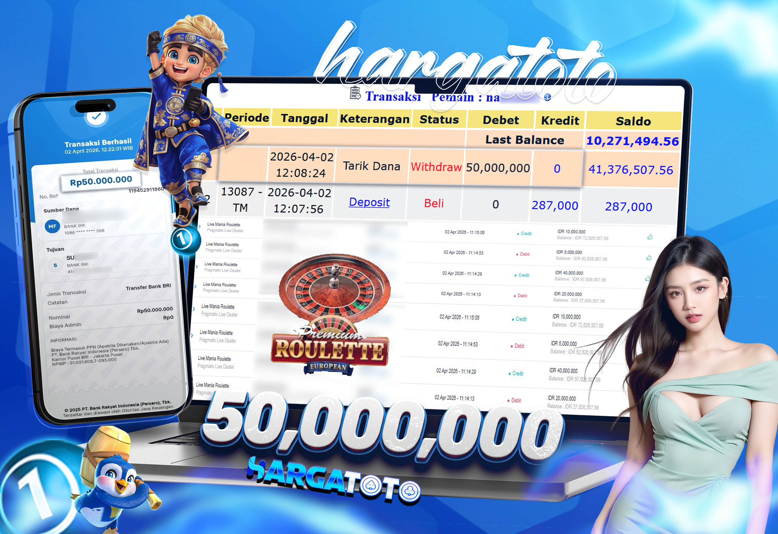Bukti Pembayaran HARGATOTO Sebesar 50 Juta Rupiah