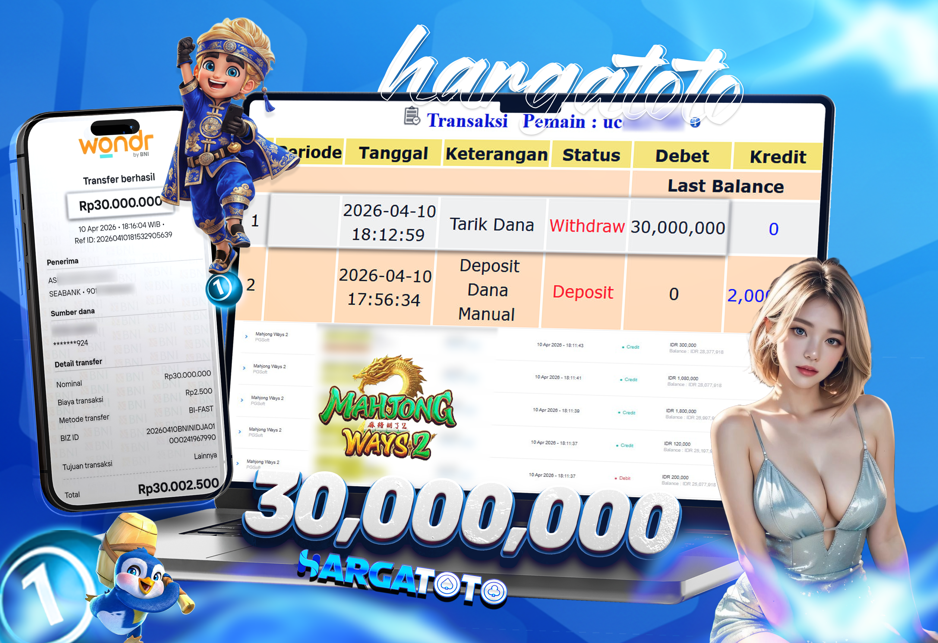 Bukti Pembayaran HARGATOTO Sebesar 30 Juta Rupiah