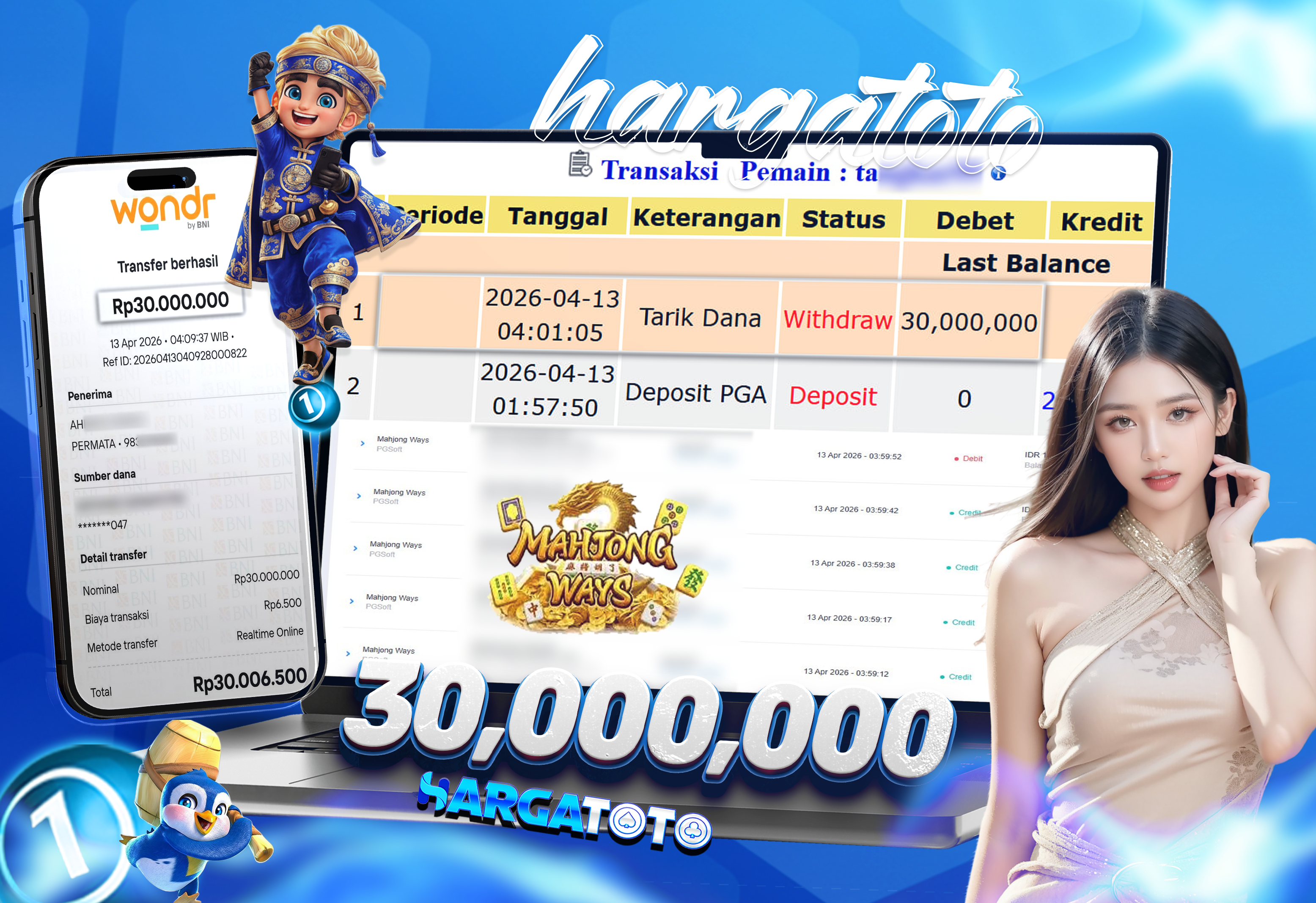Bukti Pembayaran HARGATOTO Sebesar 30 Juta Rupiah