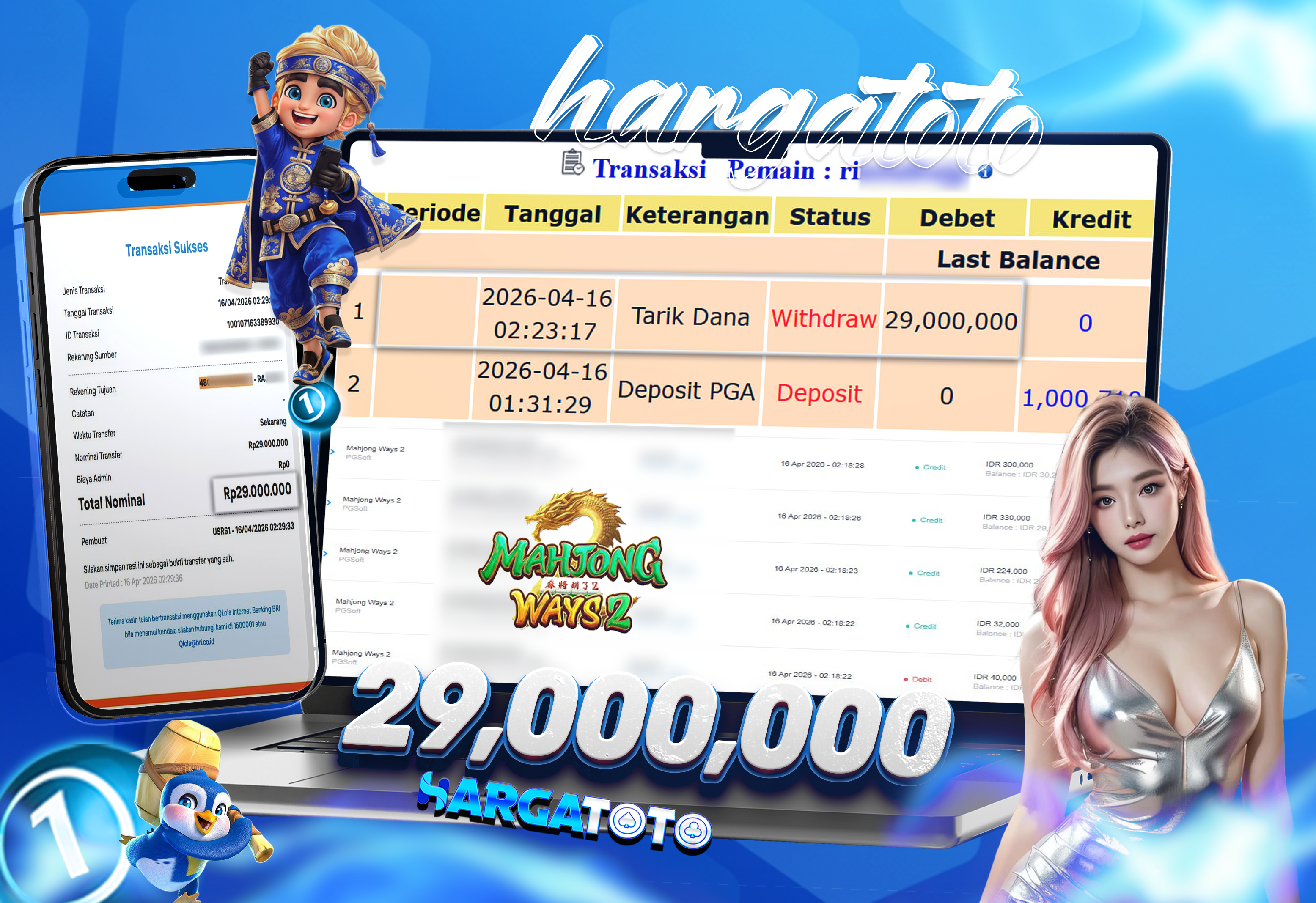 Bukti Pembayaran HARGATOTO Sebesar 29 Juta Rupiah