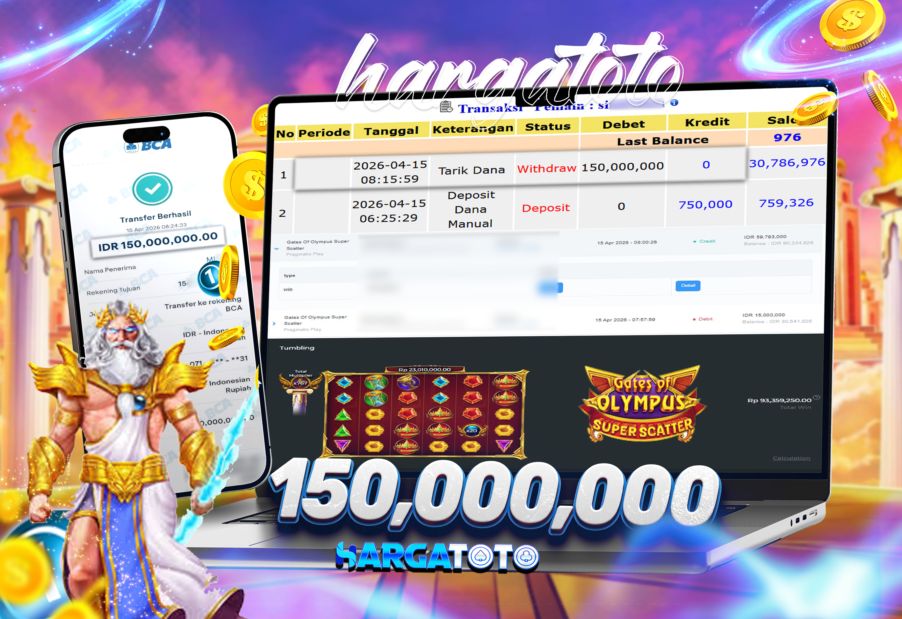 Bukti Pembayaran HARGATOTO Sebesar 150 Juta Rupiah